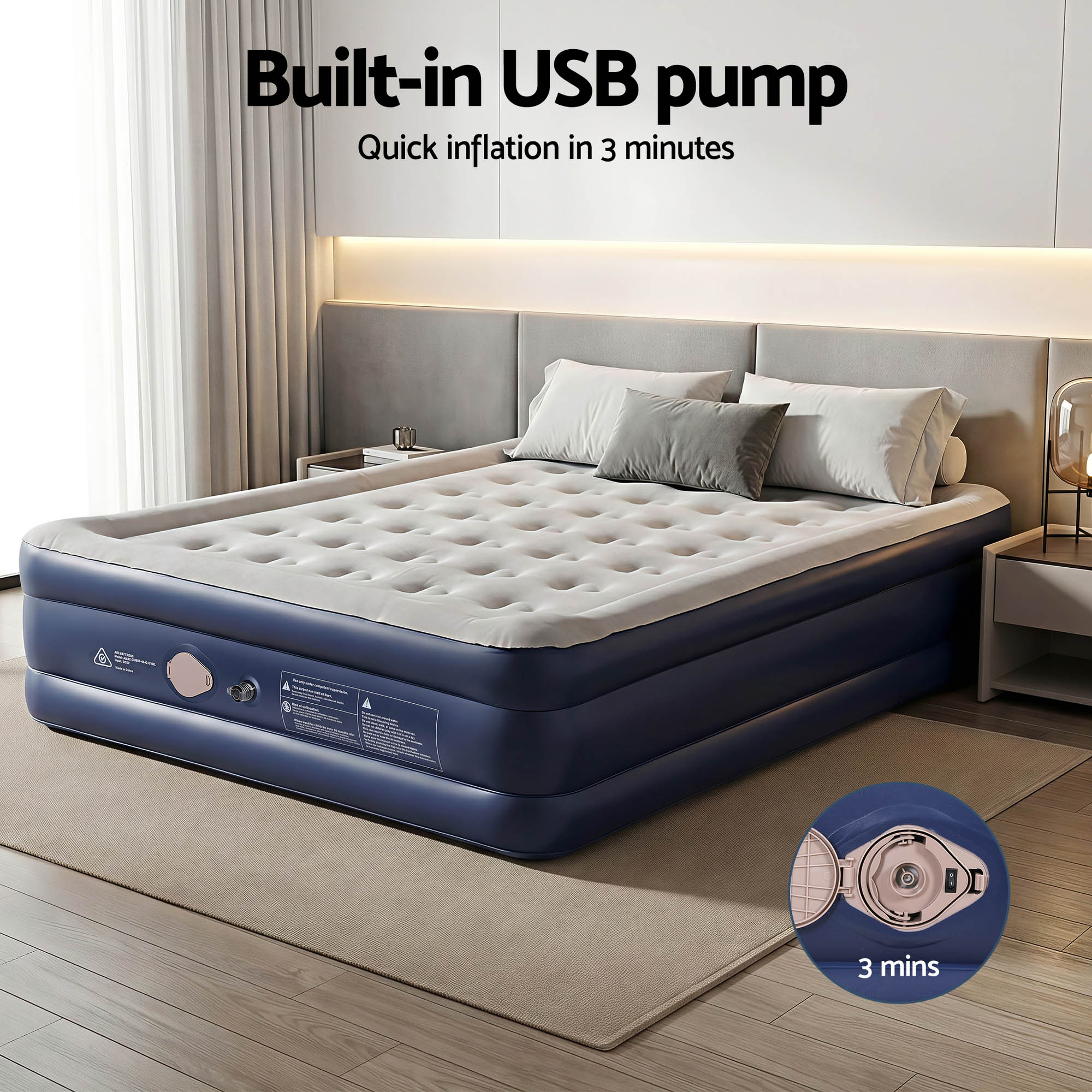 Weisshorn Air Mattress Queen Inflatable Bed 46cm Air bed Cube - Image 8