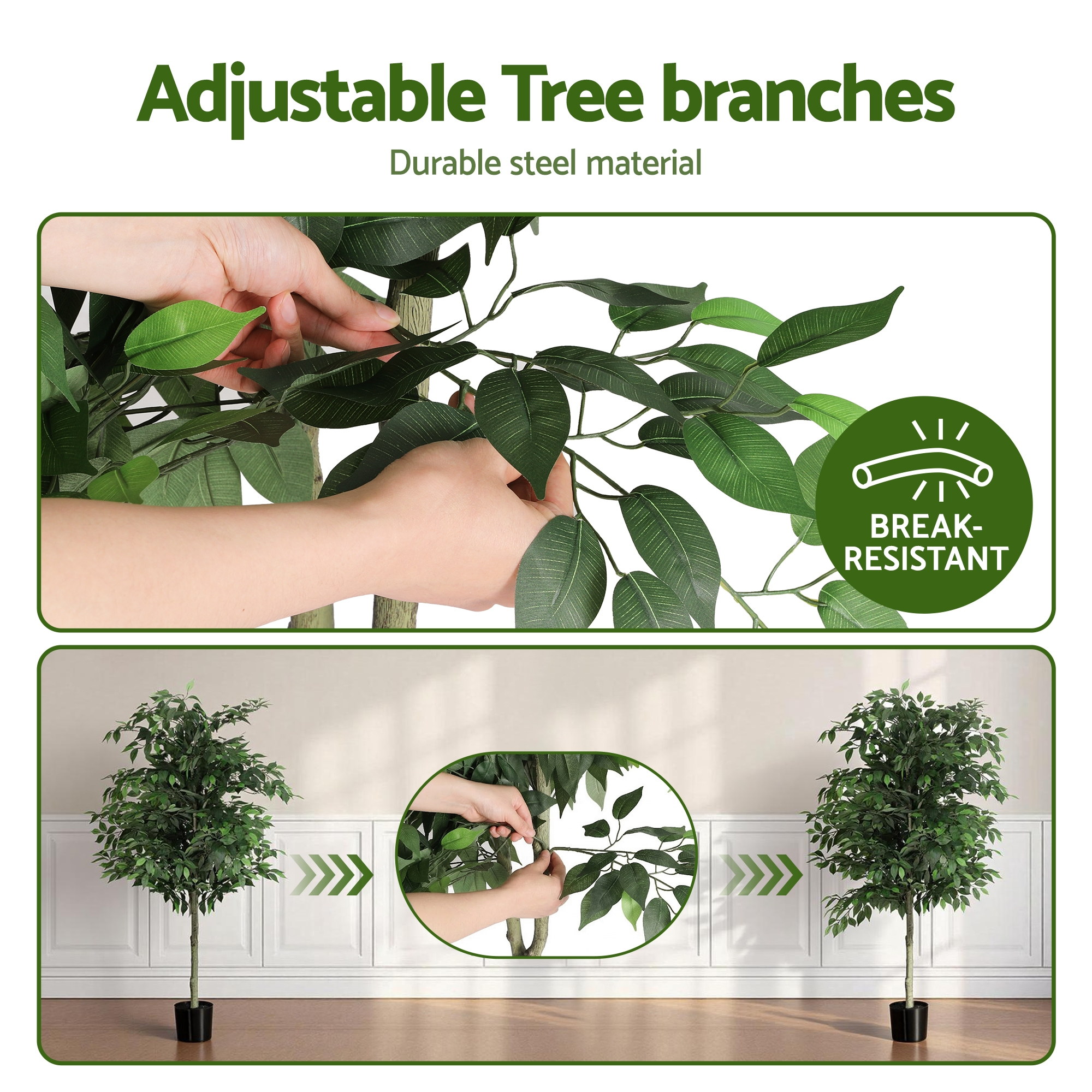 Artiss 180cm Artificial Ficus Tree Faux Trees Indoor Decor Artificial Plants Lifelike Plant 1.8M - Image 5