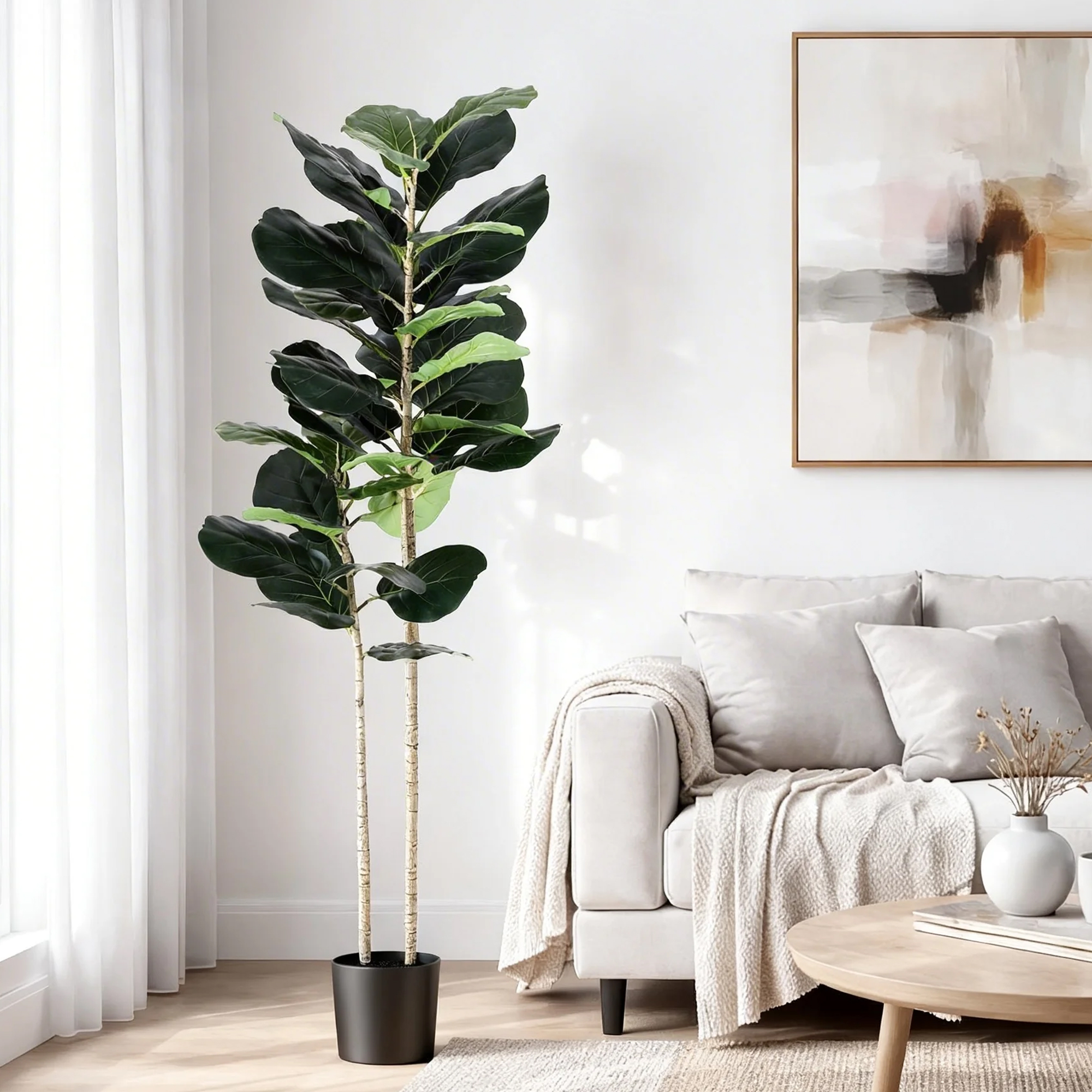 Artiss 150cm Artificial Fiddle Tree Faux Trees Indoor Decor Artificial Plants Lifelike Plant 1.5M - Image 1