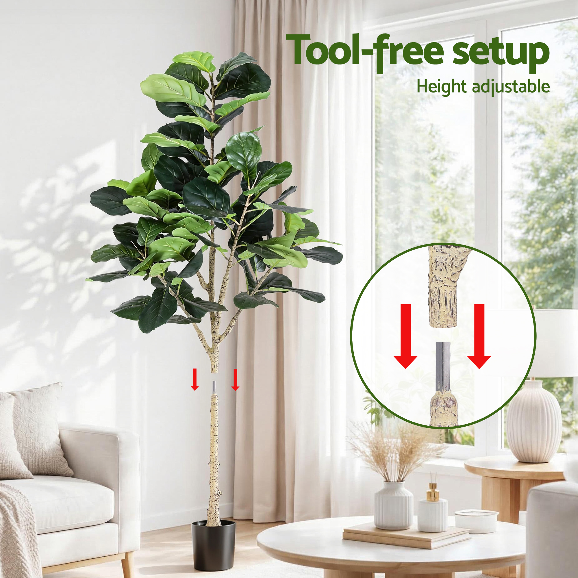 Artiss 180cm Artificial Fiddle Tree Faux Trees Indoor Decor Artificial Plants Lifelike Plant 1.8M - Image 7