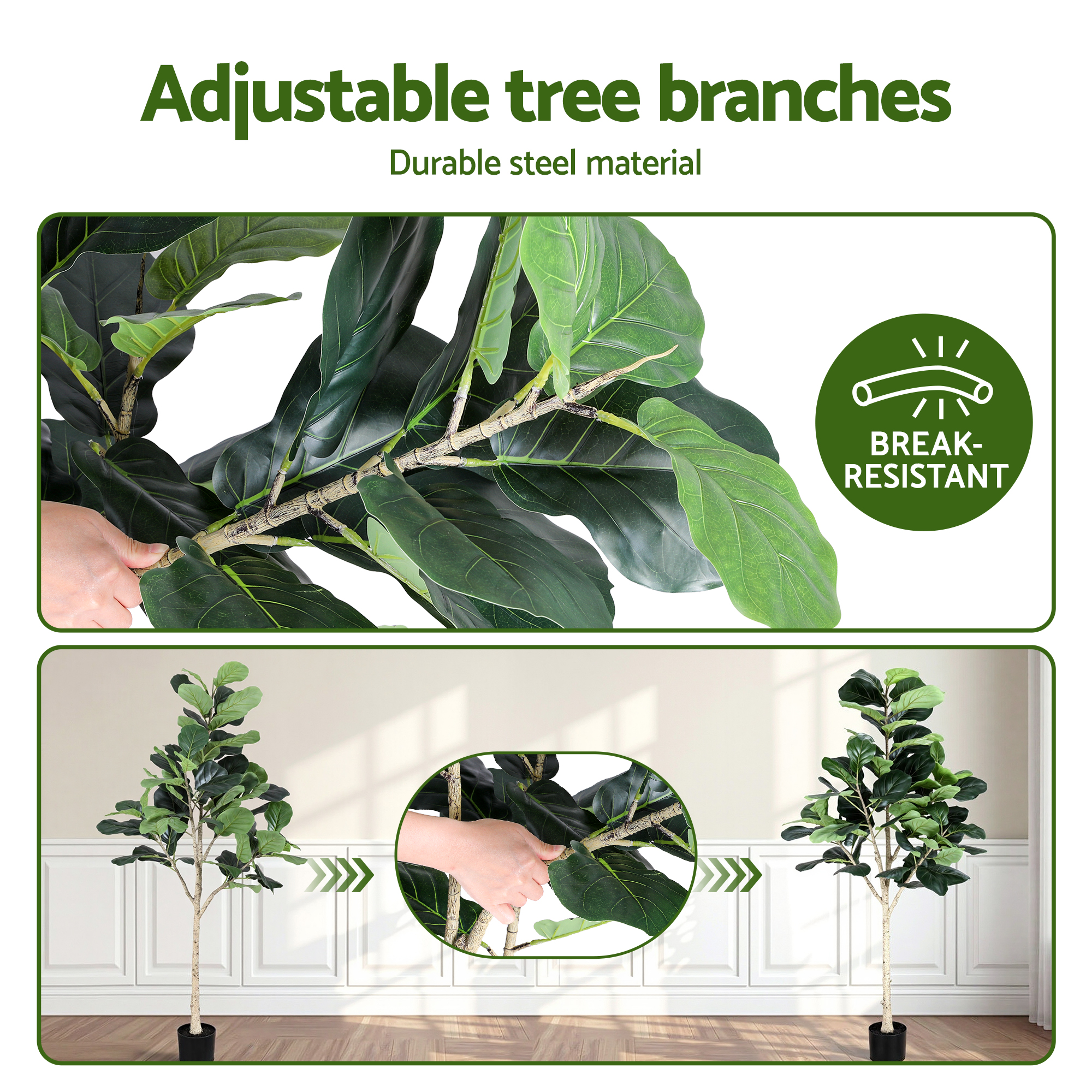 Artiss 180cm Artificial Fiddle Tree Faux Trees Indoor Decor Artificial Plants Lifelike Plant 1.8M - Image 8