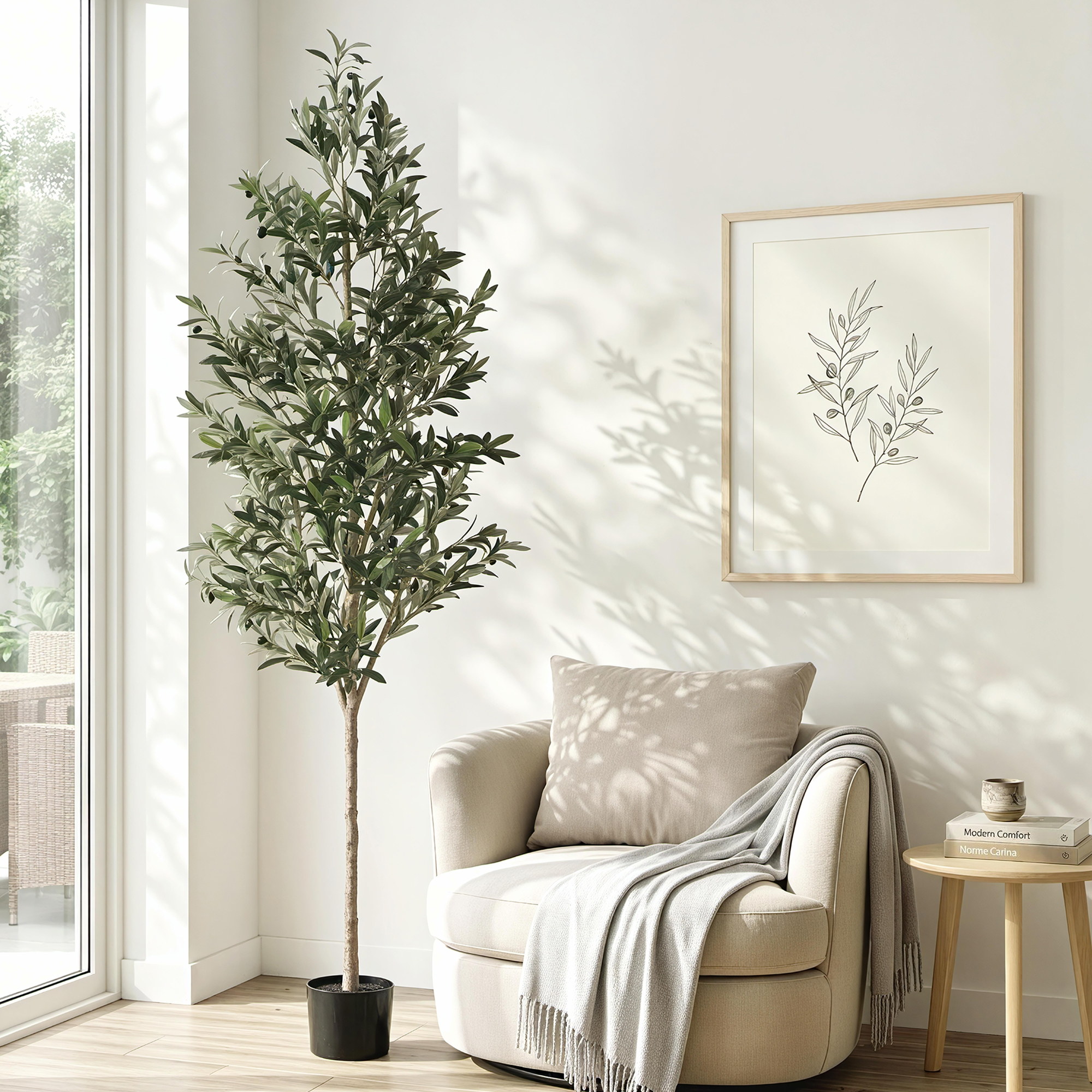 Artiss 210cm Artificial Olive Tree Faux Trees Indoor Decor Artificial Plants Lifelike Plant 2.1M - Image 1