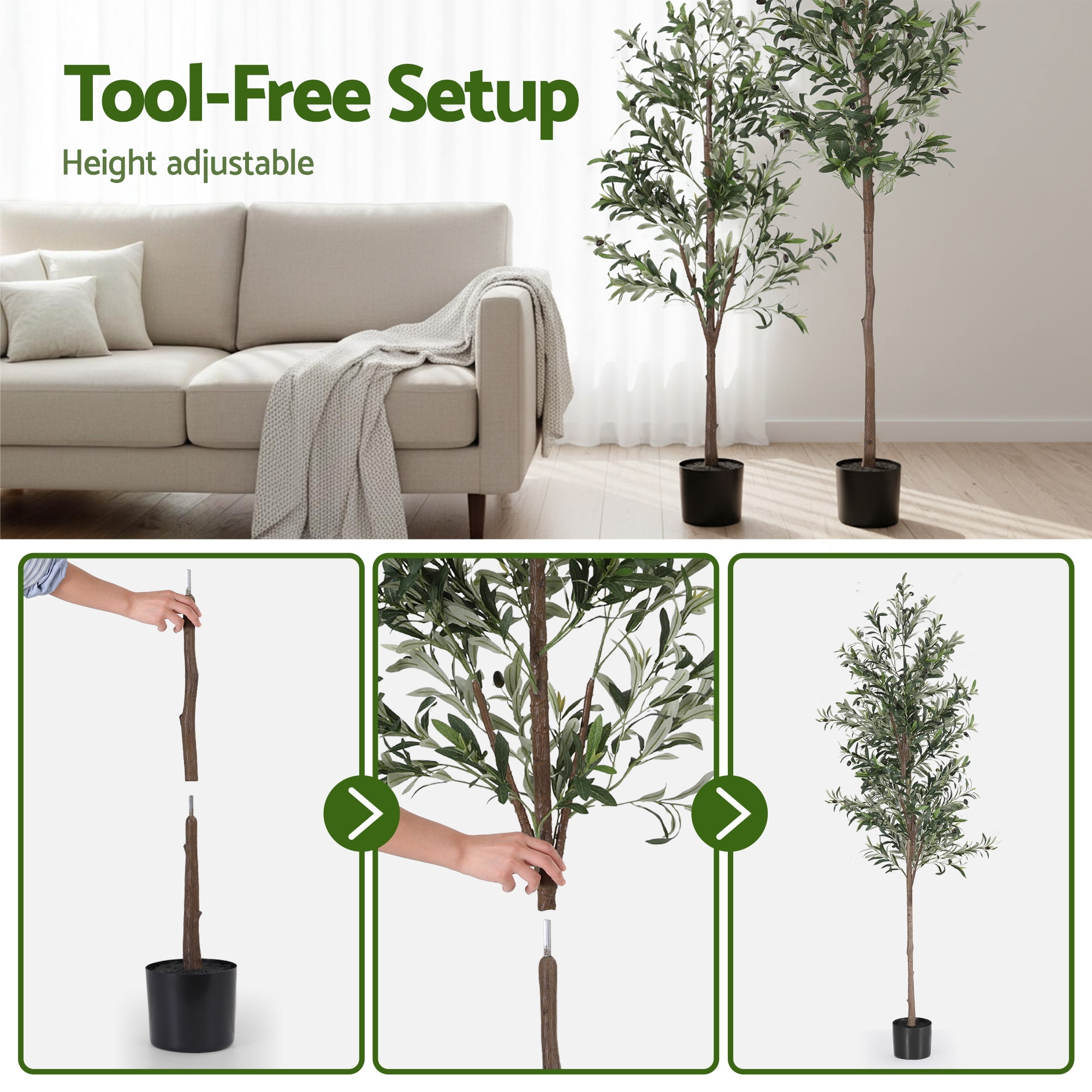 Artiss 210cm Artificial Olive Tree Faux Trees Indoor Decor Artificial Plants Lifelike Plant 2.1M - Image 6