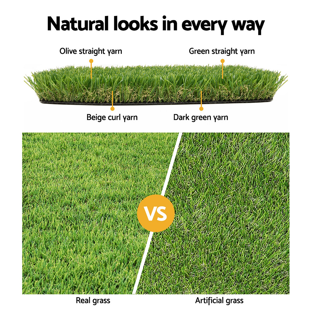 Prime Turf Artificial Grass 40mm 2mx5m Synthetic Fake Lawn Turf Plastic Plant 4-coloured - Image 4