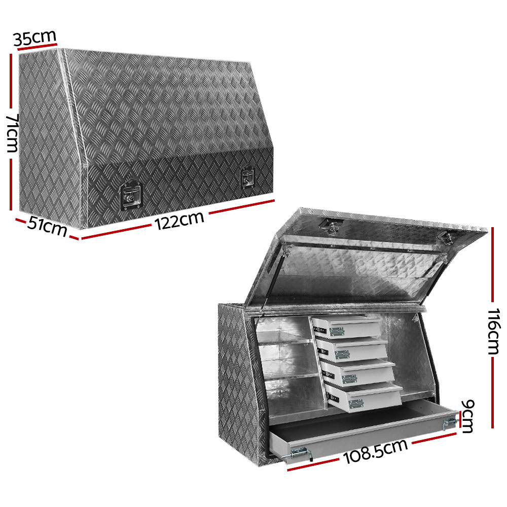 Giantz Aluminium Ute Tool Box Drawers Storage Truck Trailer Lock - Image 2