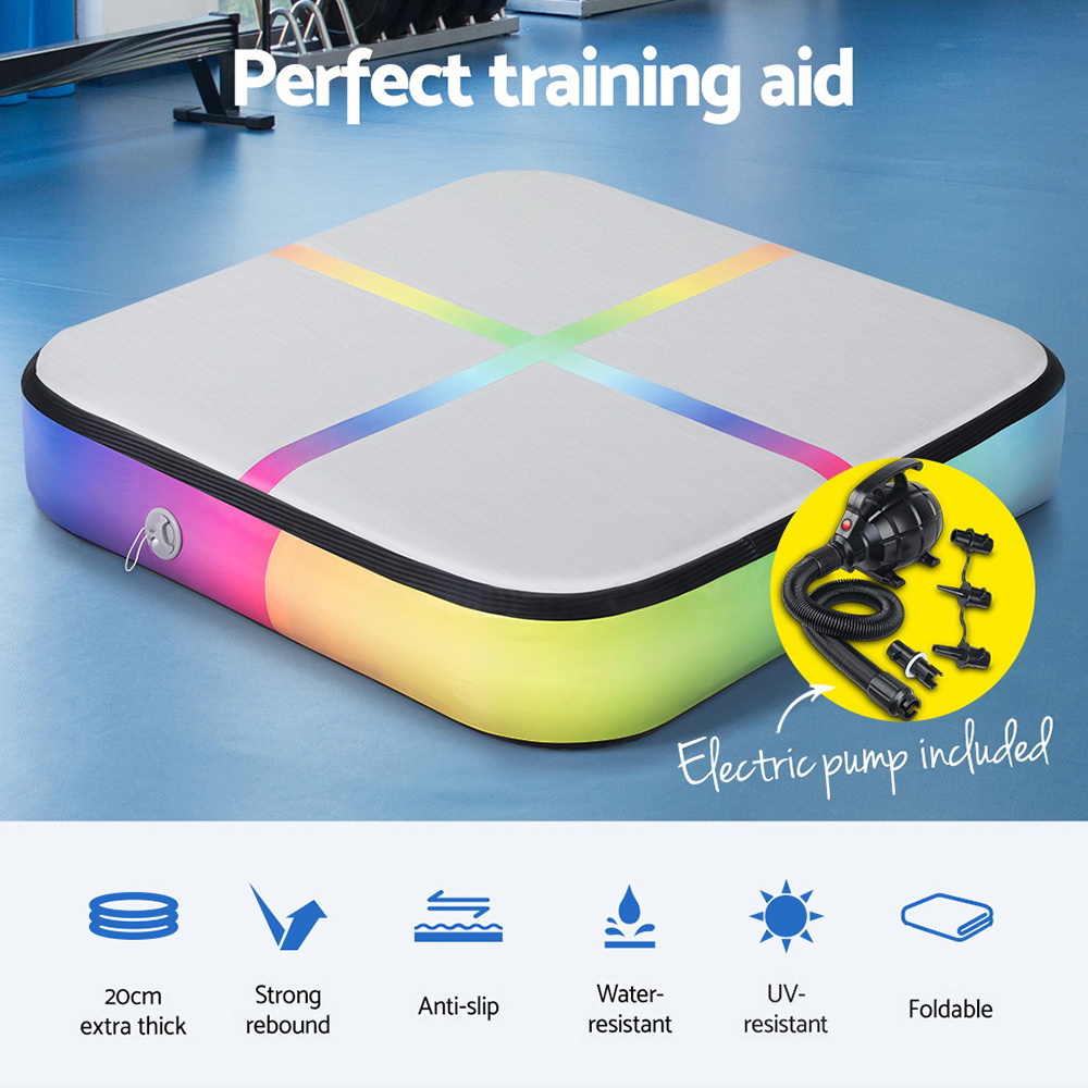 Everfit 1m Air Track Mat Inflatable Gymnastics Tumbling Mat W/ Pump Colourful - Image 4