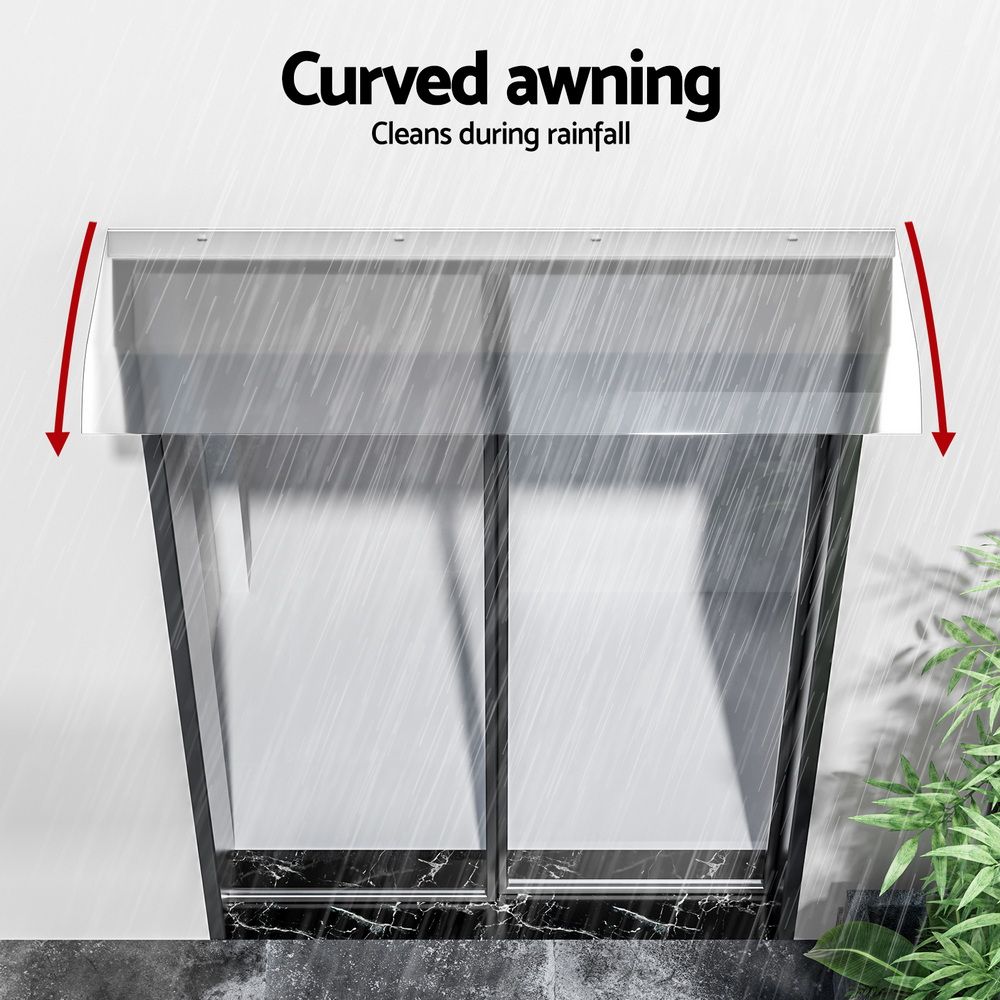 Instahut Window Door Awning 0.4mx1m Transparent - Image 5