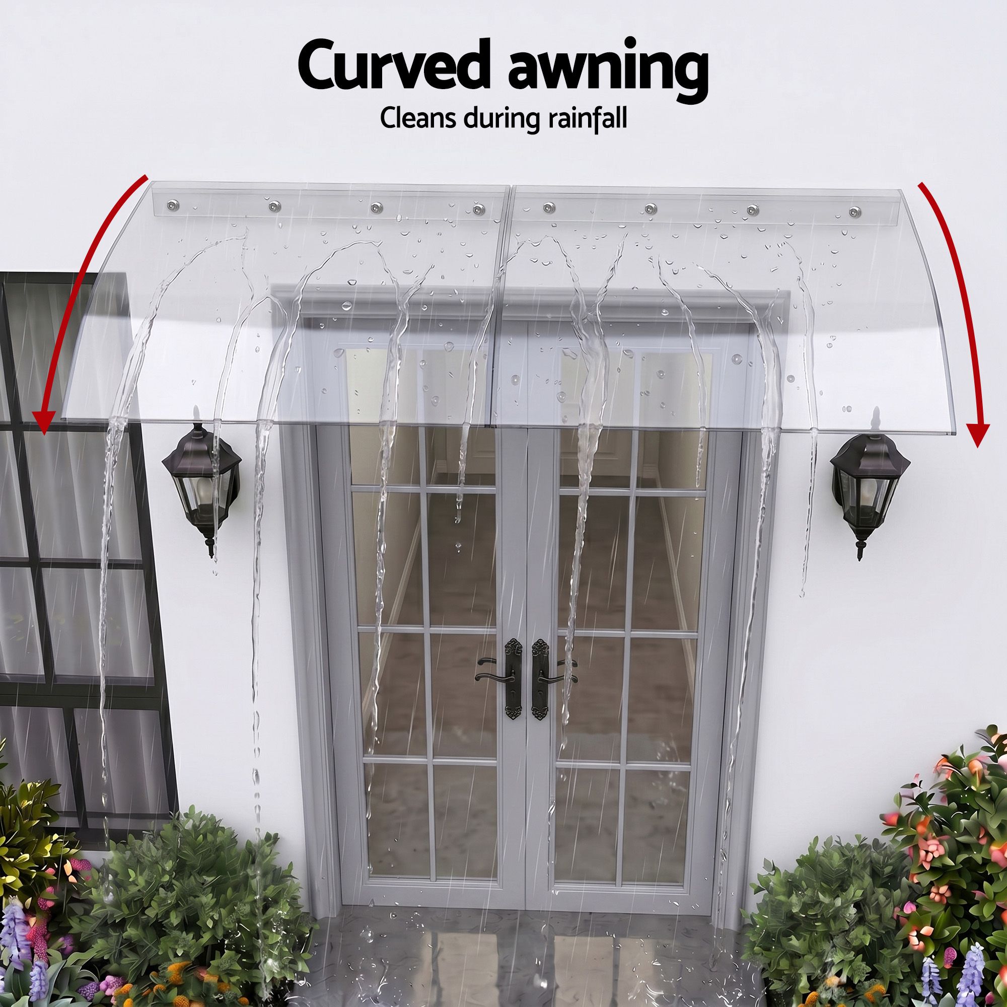 Instahut Window Door Awning 0.4mx2m Transparent - Image 6