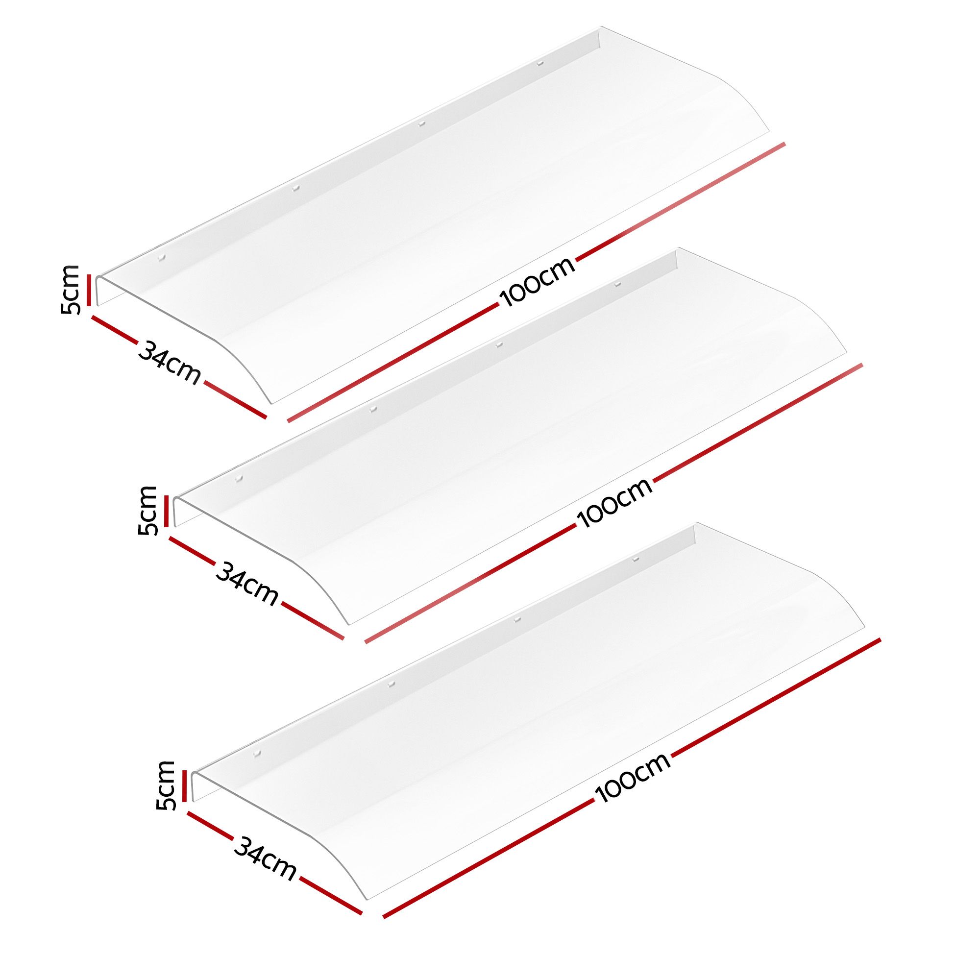 Instahut Window Door Awning 0.4mx3m Transparent - Image 2