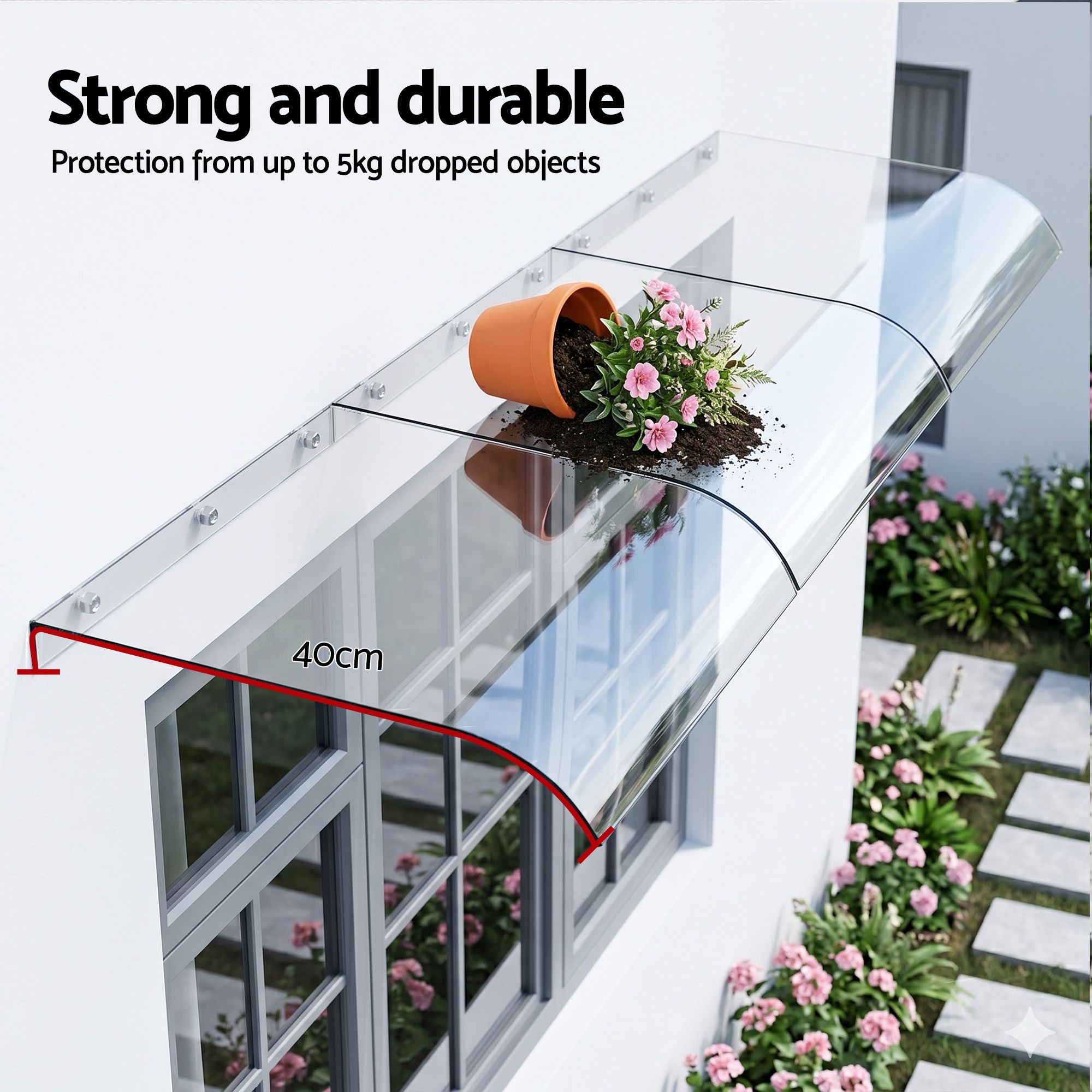 Instahut Window Door Awning 0.4mx3m Transparent - Image 5