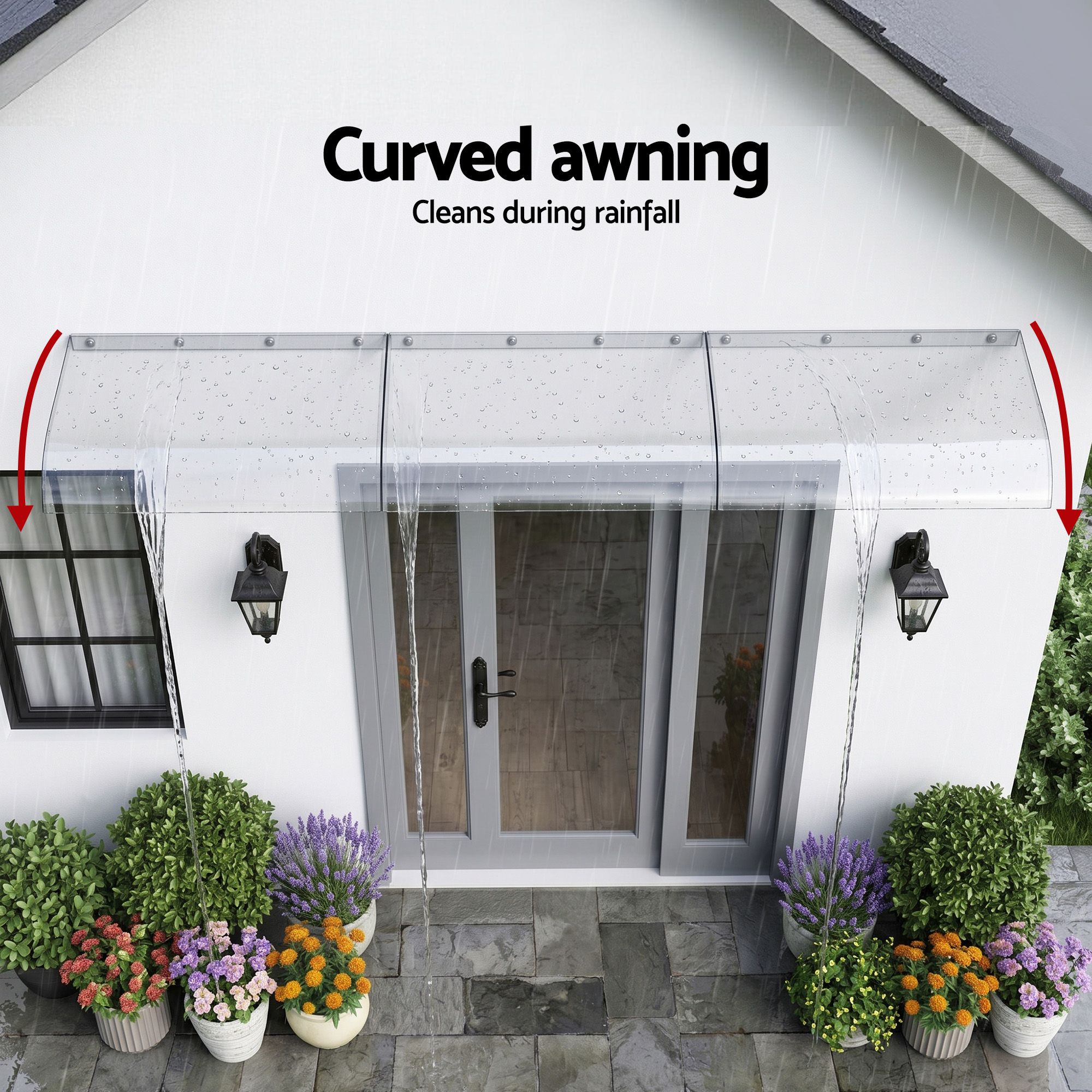 Instahut Window Door Awning 0.4mx3m Transparent - Image 6