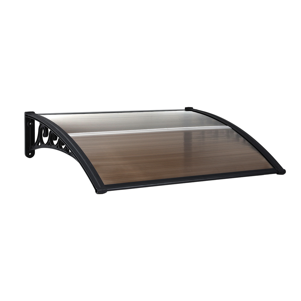 Instahut Window Door Awning 0.8mx1m Brown - Image 1