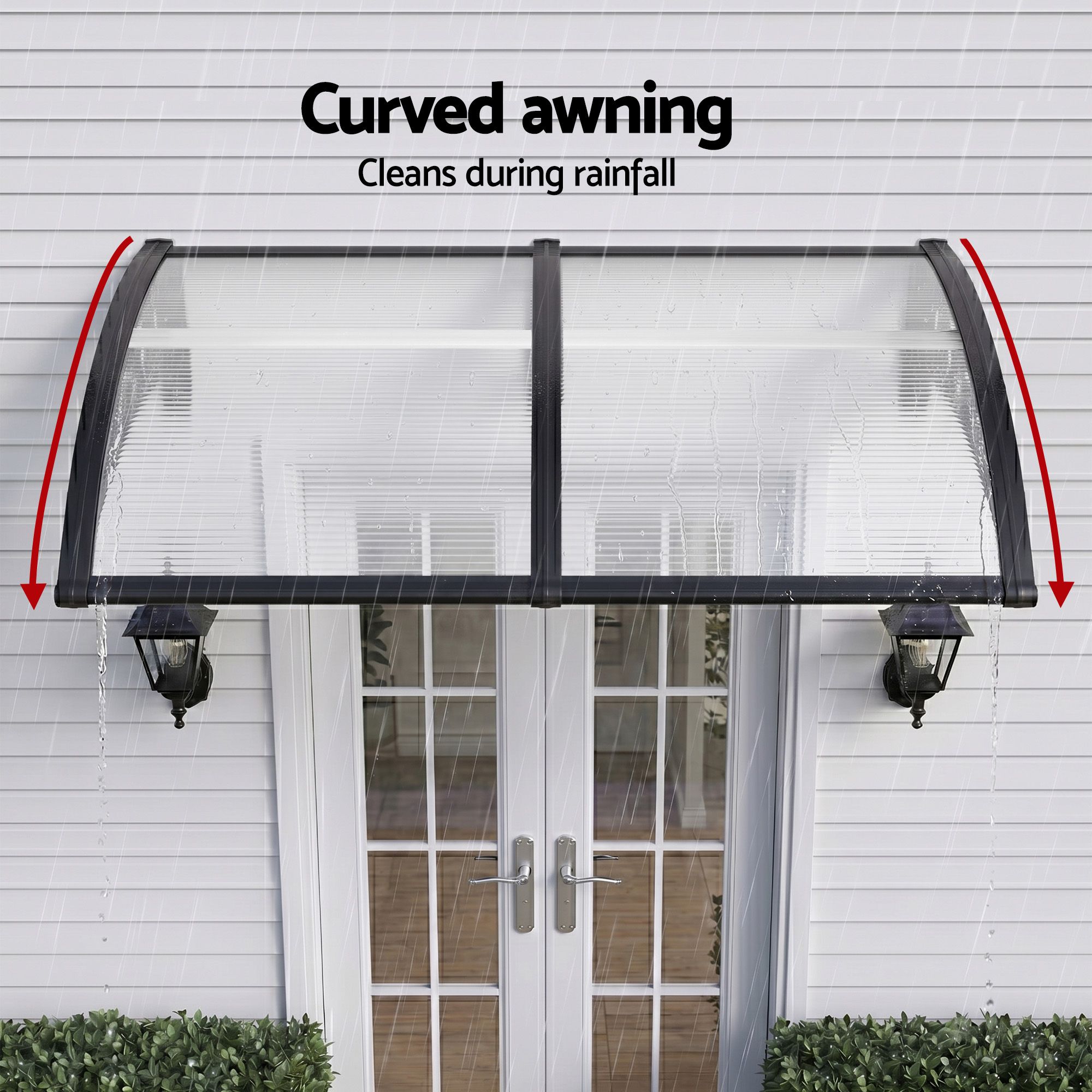 Instahut Window Door Awning 0.8mx2m Transparent - Image 6