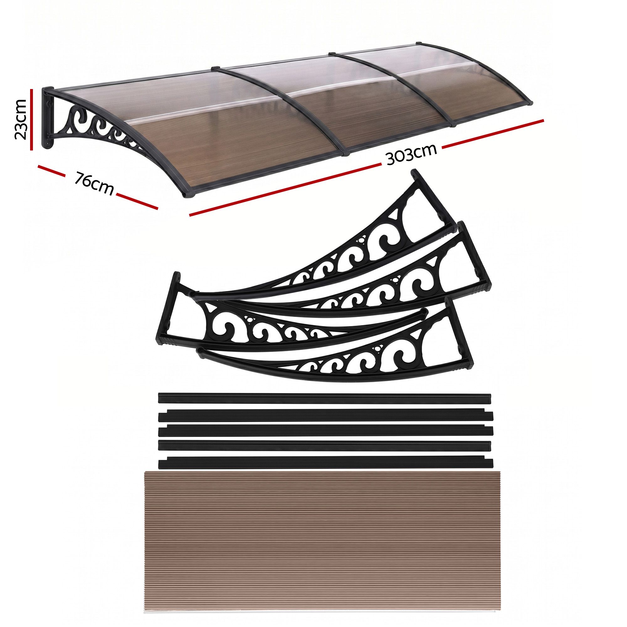 Instahut Window Door Awning 0.8mx3m Brown - Image 2