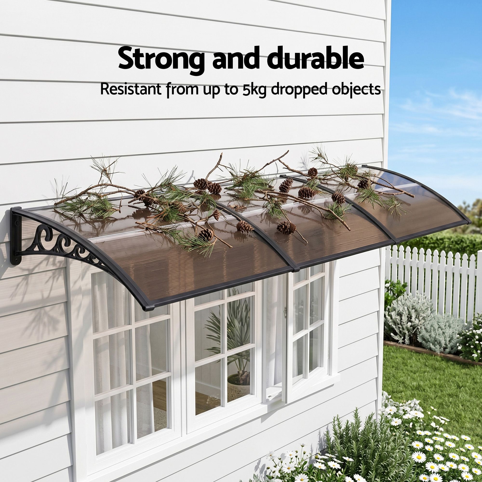 Instahut Window Door Awning 0.8mx3m Brown - Image 5