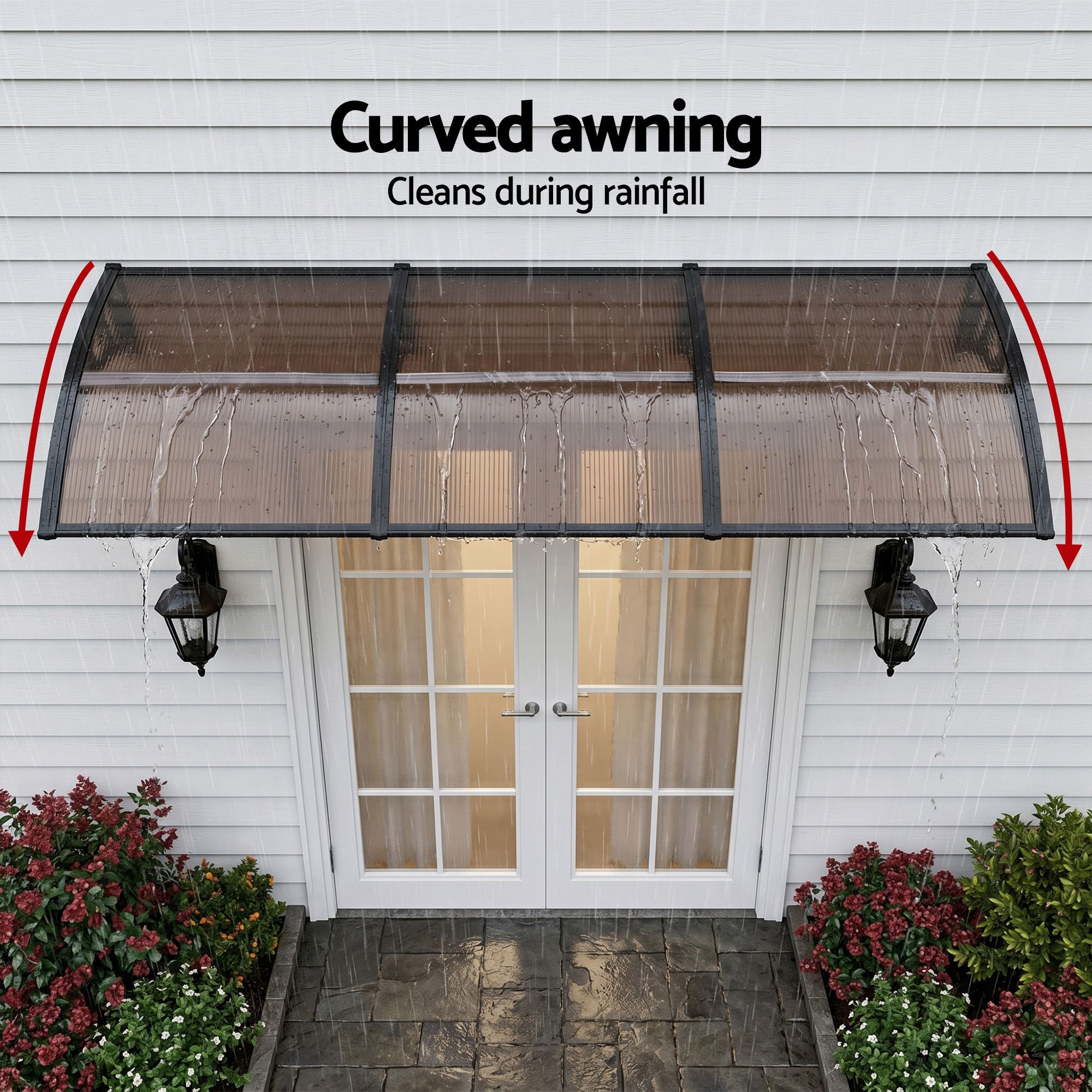 Instahut Window Door Awning 0.8mx3m Brown - Image 6