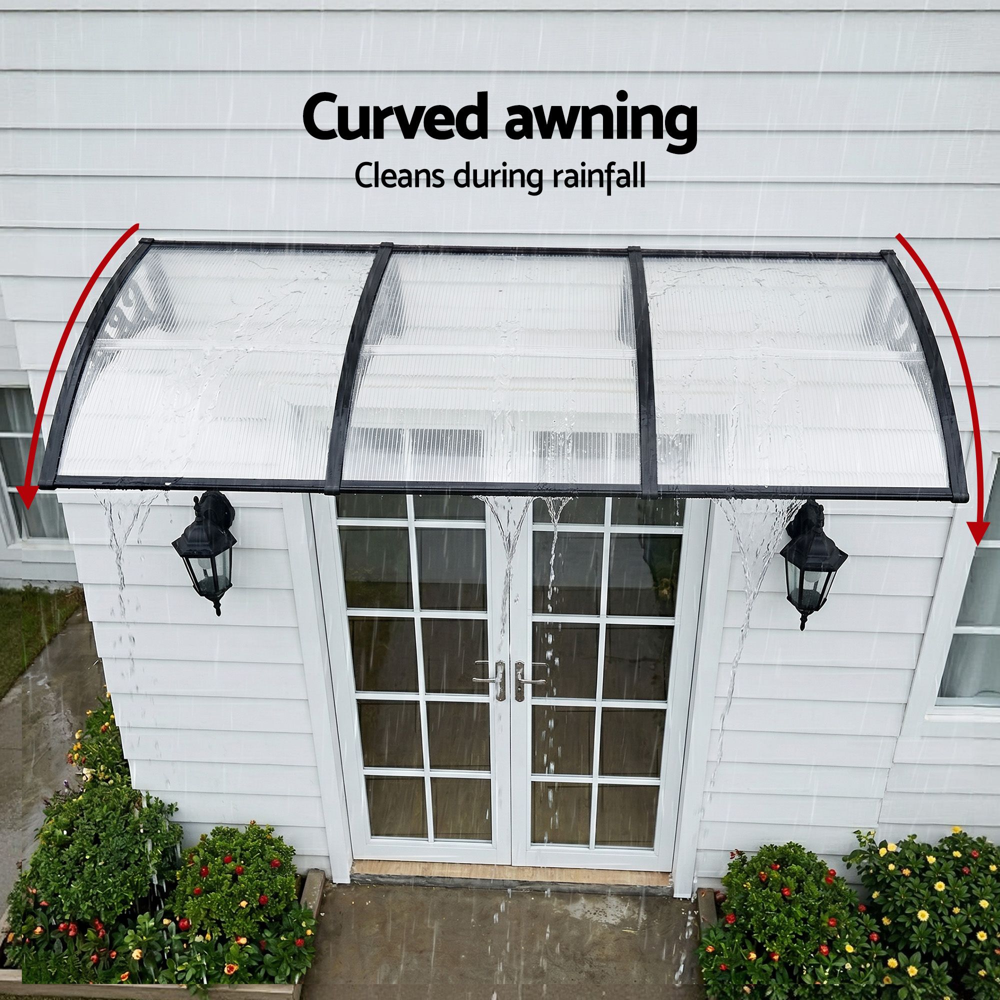 Instahut Window Door Awning 0.8mx3m Transparent - Image 6
