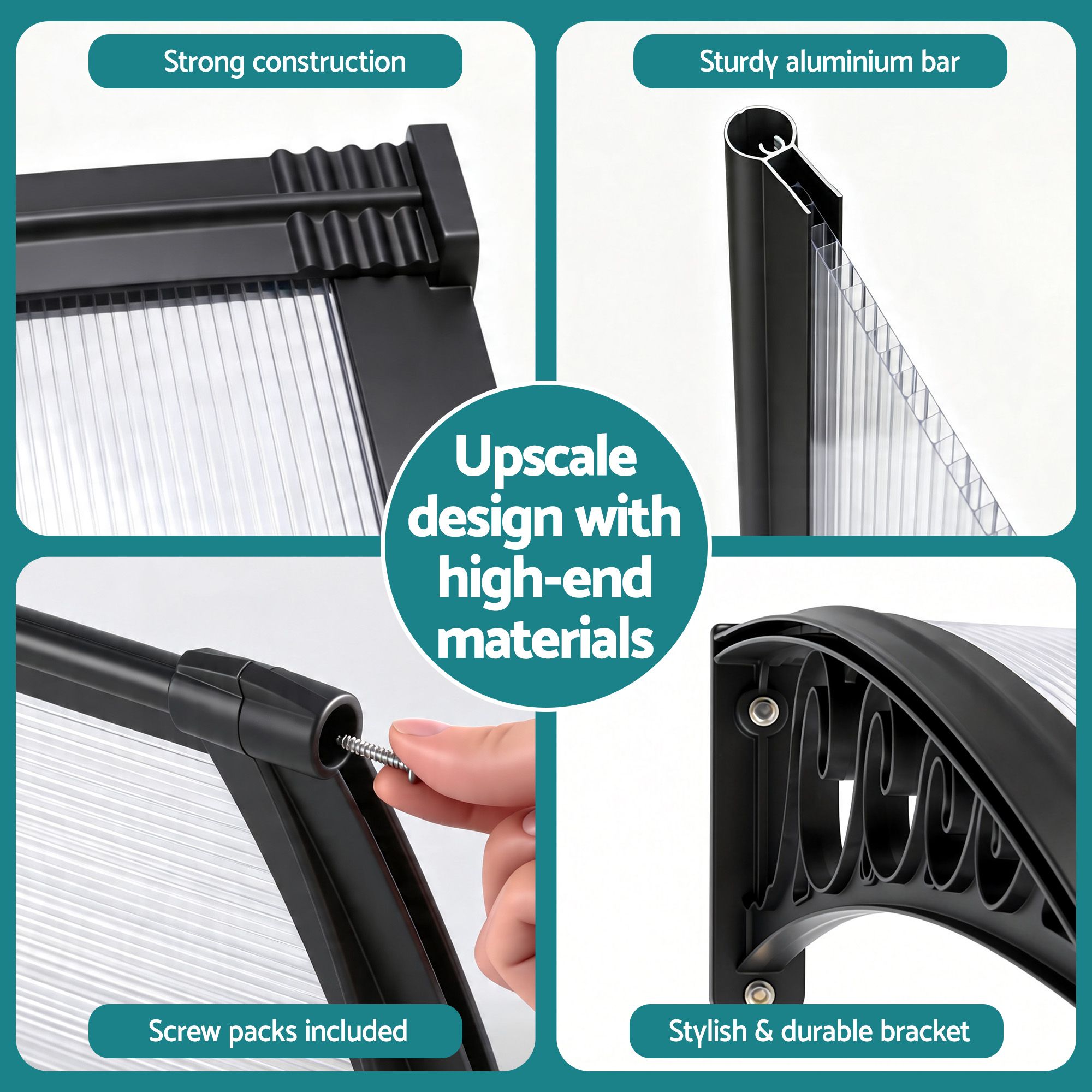 Instahut Window Door Awning 0.8mx3m Transparent - Image 8