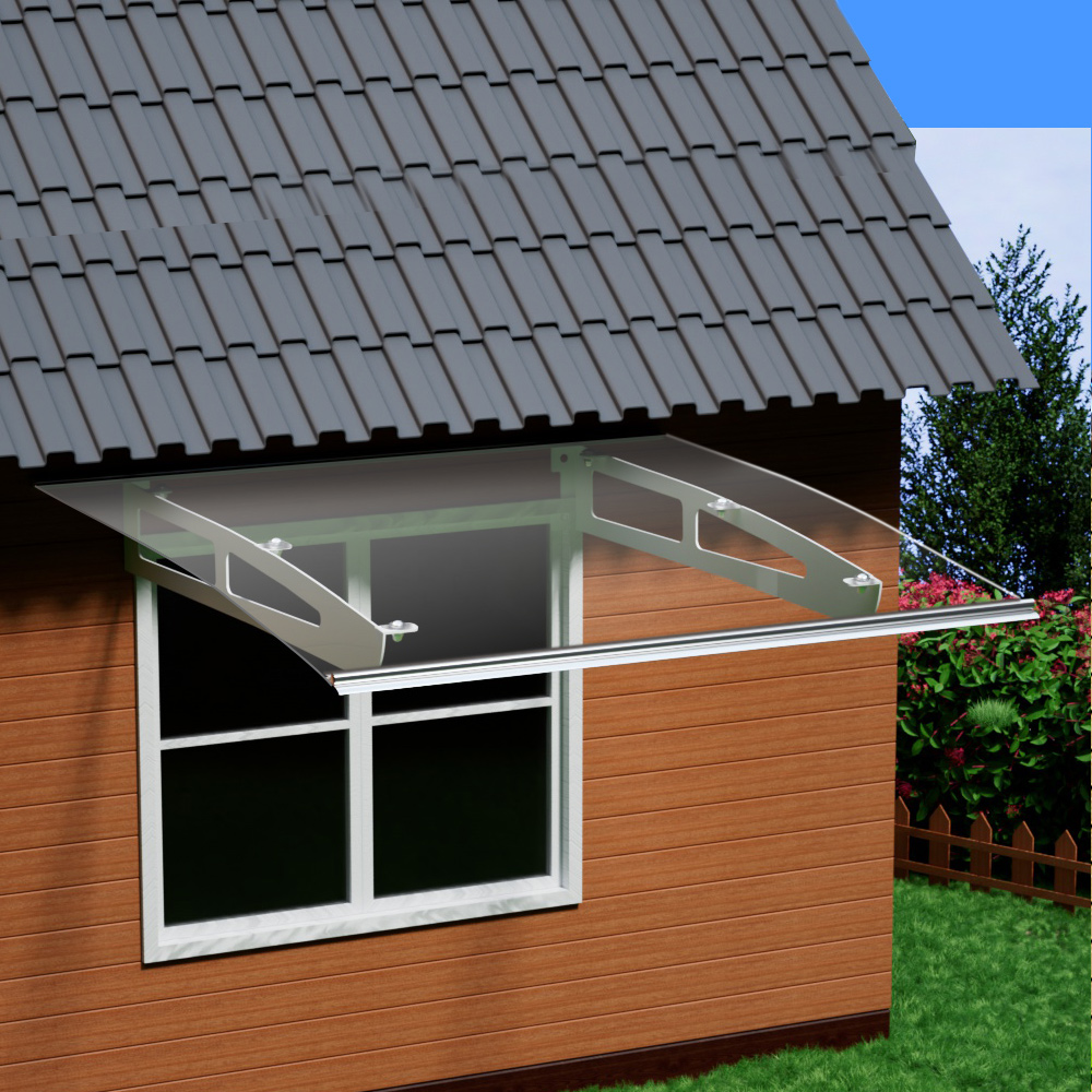 Instahut Window Door Awning Canopy 1mx1m Transparent Solid Sheet Aluminum Frame - Image 4