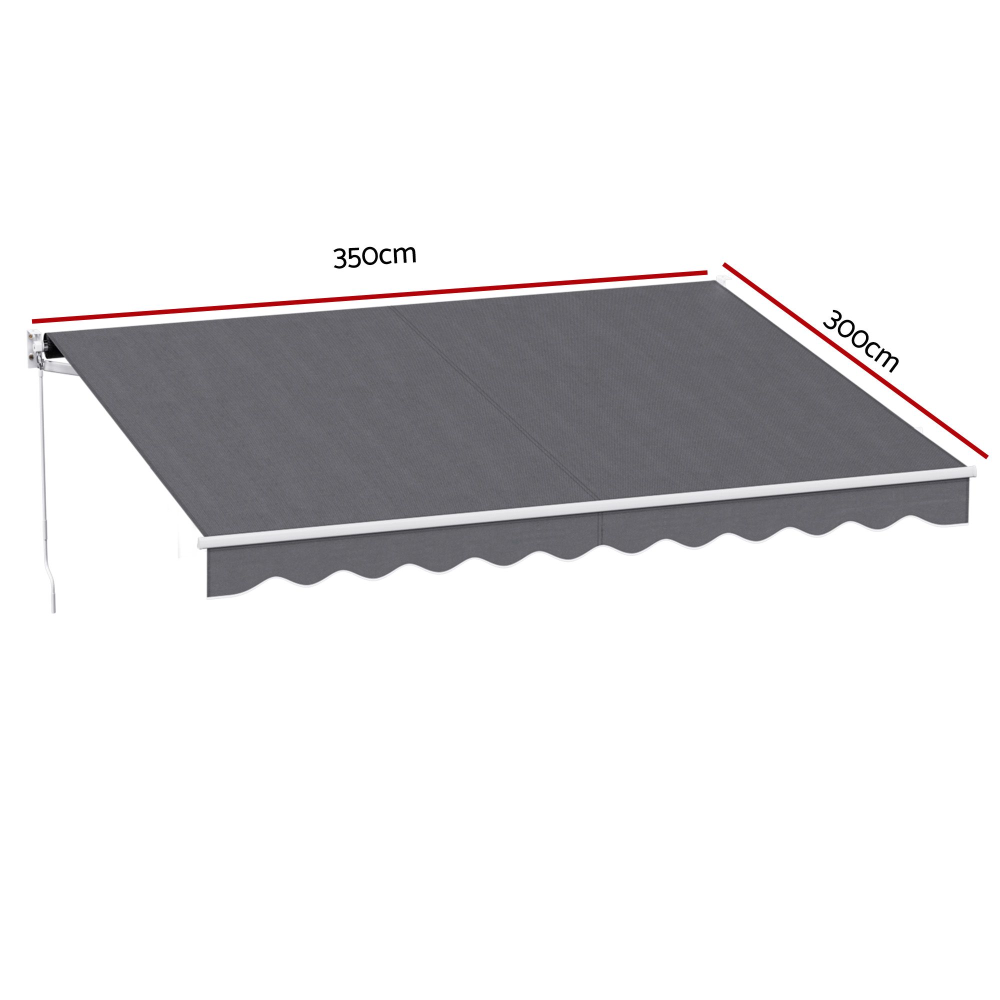 Instahut Retractable Folding Arm Awning Manual Sunshade 3.5M X 3M Grey - Image 2