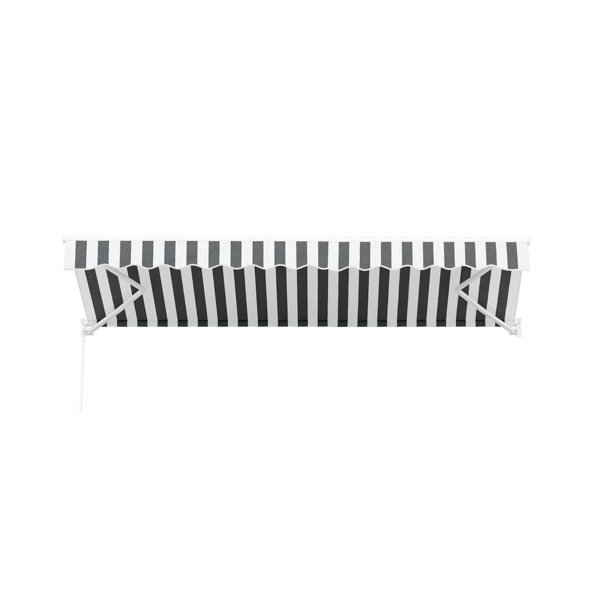 Instahut Retractable Folding Arm Awning Manual Sunshade 4.5Mx3M Grey White - Image 3