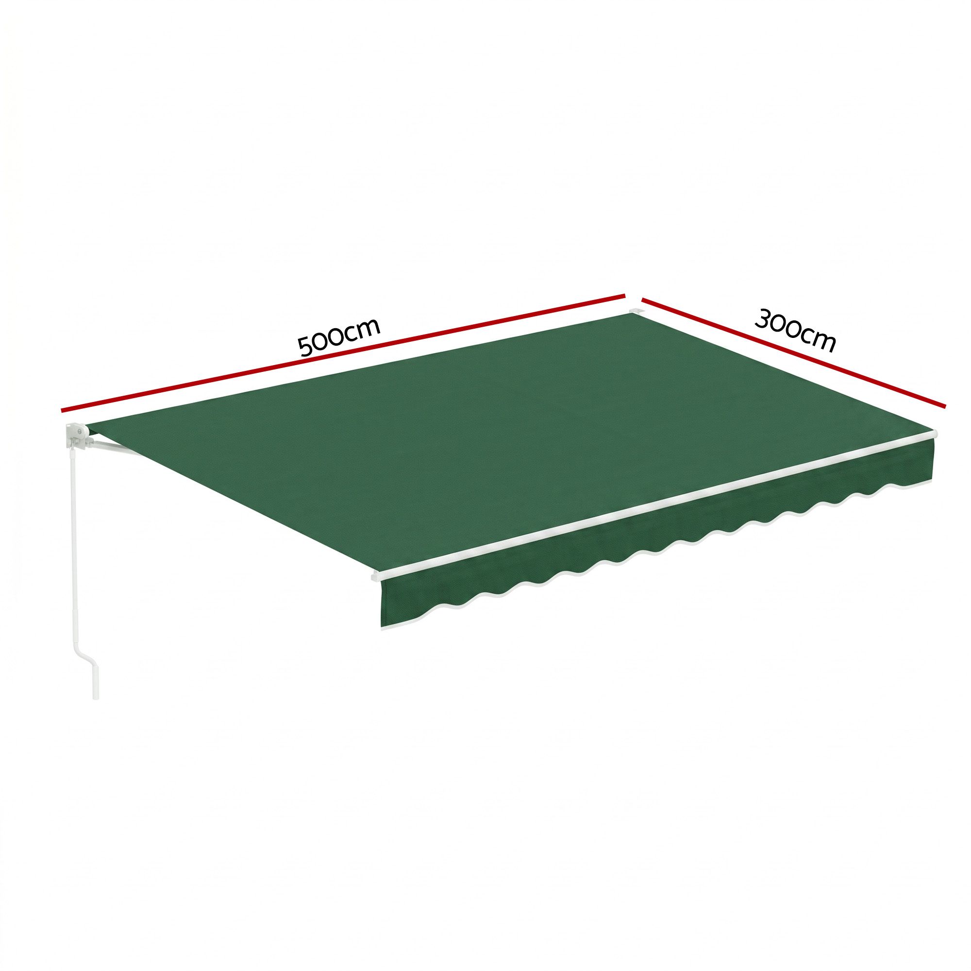Instahut Retractable Folding Arm Awning Manual Sunshade 5Mx3M Dark Green - Image 2