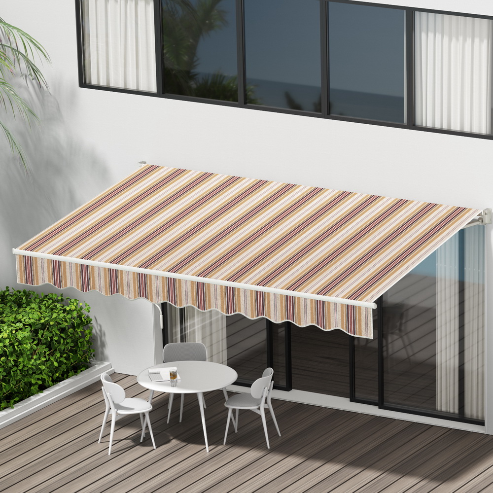 Instahut Retractable Folding Arm Awning Motorised Sunshade 3Mx2.5M Beige Brown - Image 1