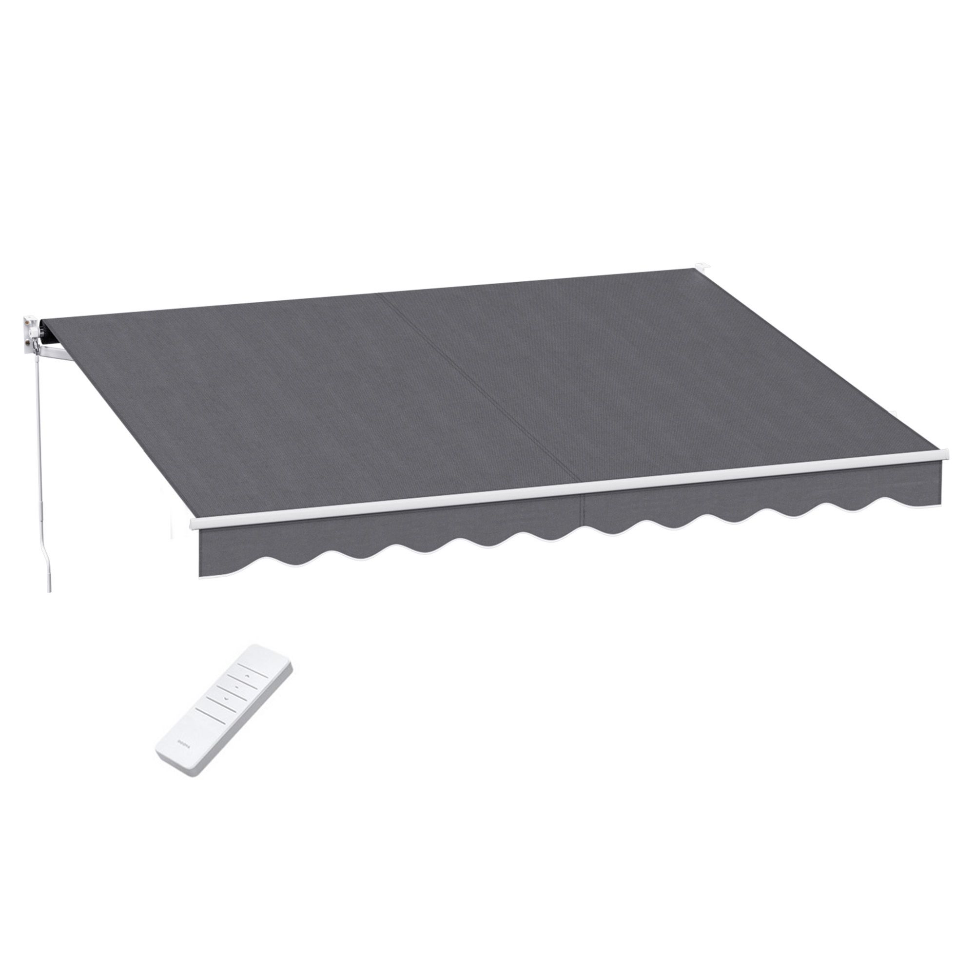 Instahut Retractable Folding Arm Awning Motorised Sunshade 3.5M X 3M Grey - Image 1
