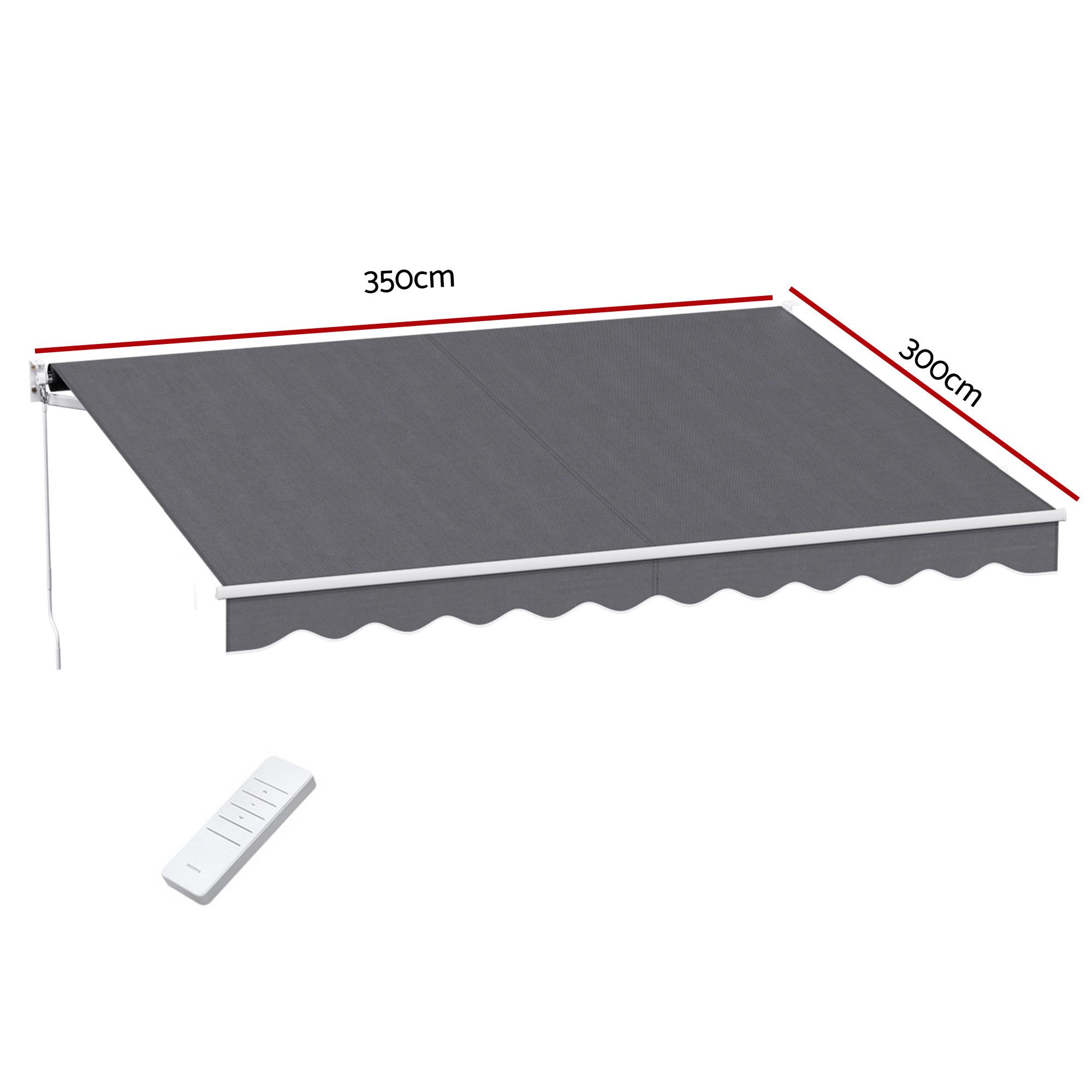 Instahut Retractable Folding Arm Awning Motorised Sunshade 3.5M X 3M Grey - Image 2
