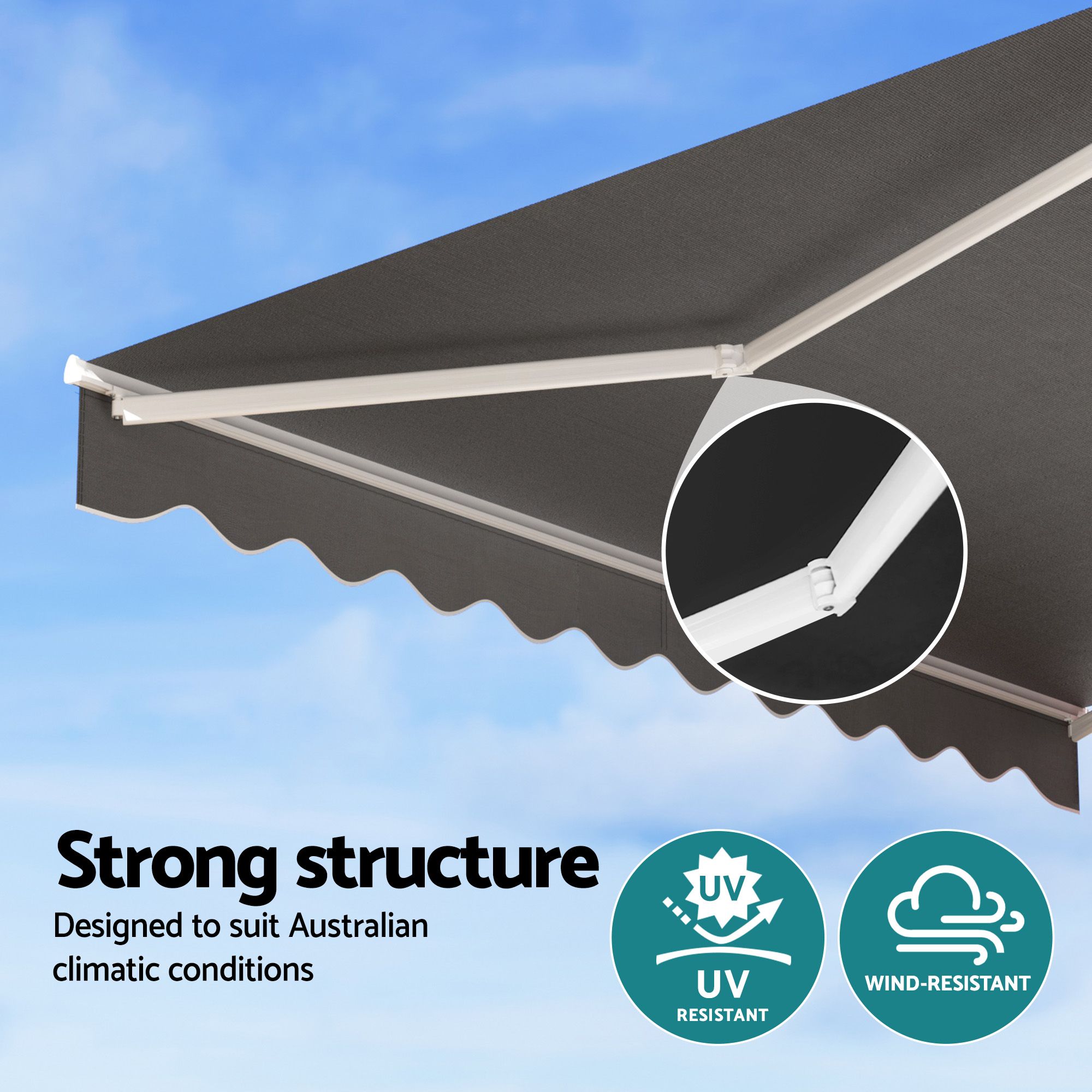 Instahut Retractable Folding Arm Awning Motorised Sunshade 3.5M X 3M Grey - Image 5