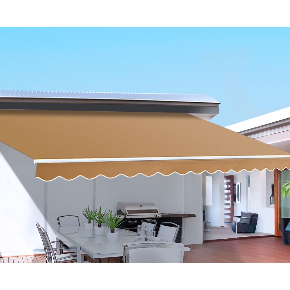 Instahut Retractable Folding Arm Awning Motorised Sunshade 4Mx2.5M Beige - Image 1