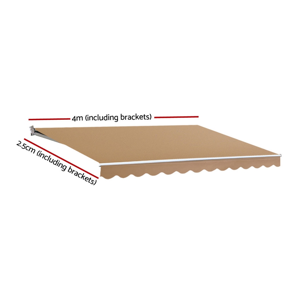 Instahut Retractable Folding Arm Awning Motorised Sunshade 4Mx2.5M Beige - Image 2