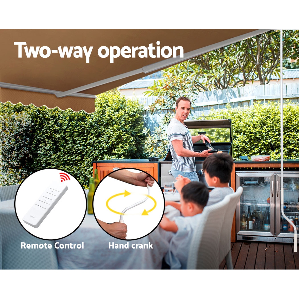Instahut Retractable Folding Arm Awning Motorised Sunshade 4Mx2.5M Beige - Image 5
