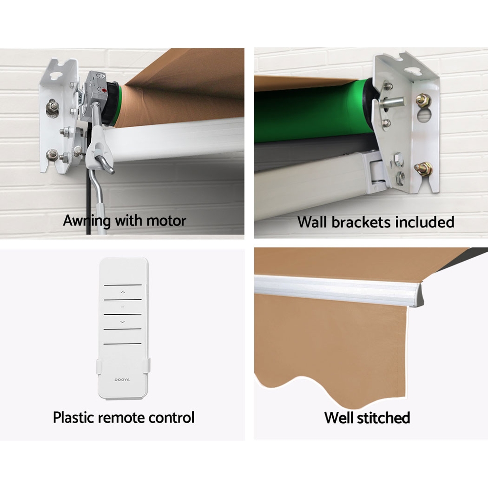 Instahut Retractable Folding Arm Awning Motorised Sunshade 4Mx2.5M Beige - Image 6