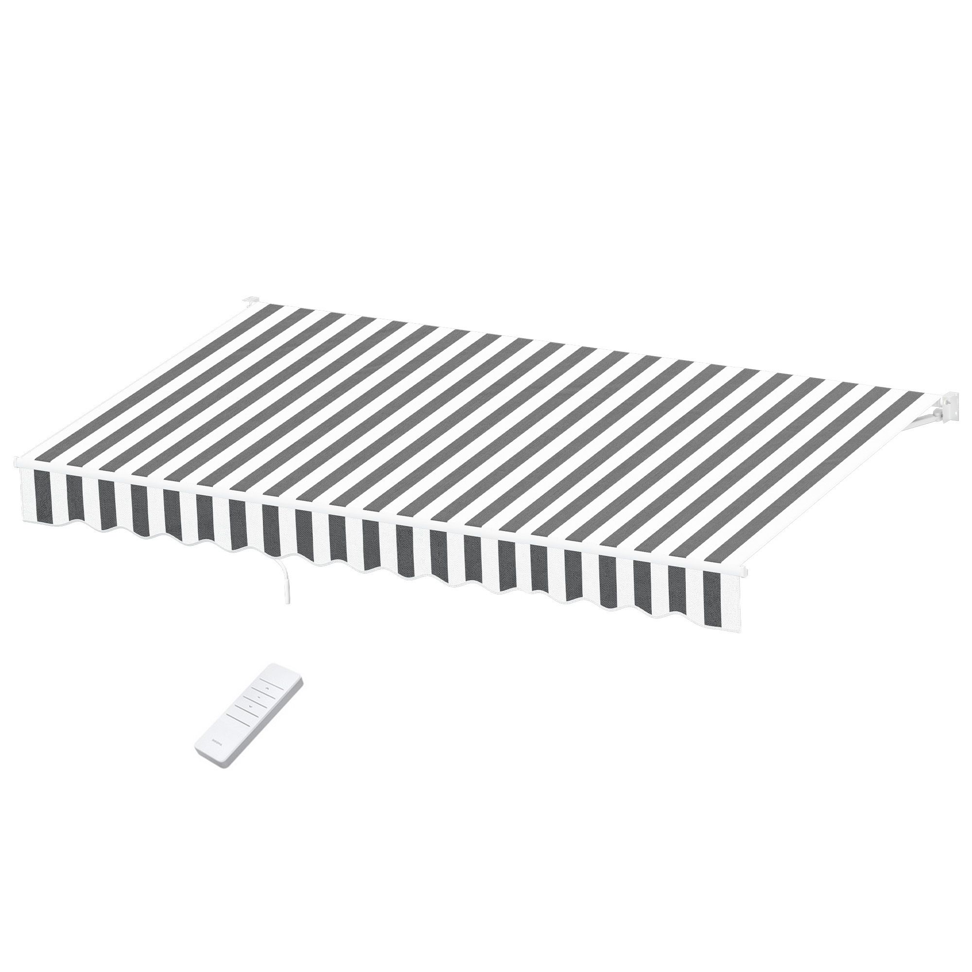 Instahut Retractable Folding Arm Awning Motorised Sunshade 4.5Mx3M Grey White - Image 1