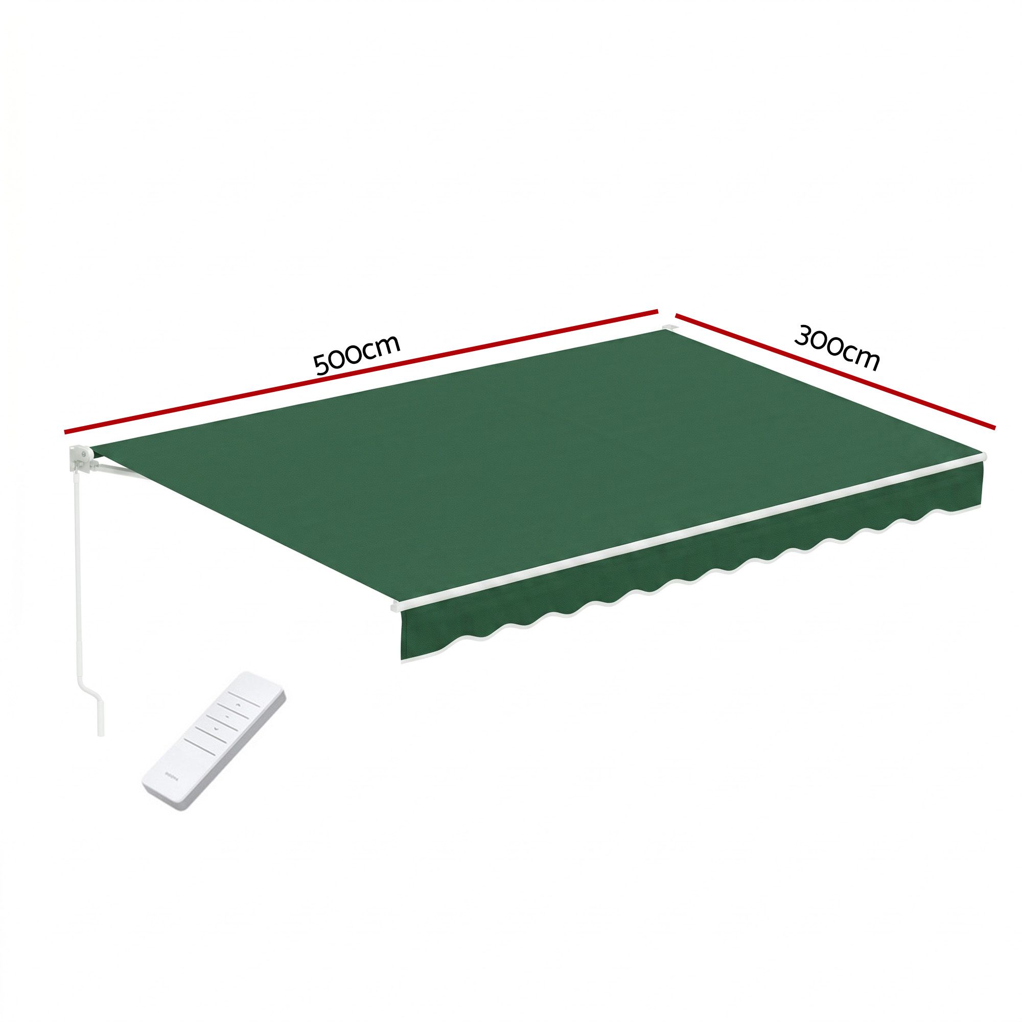 Instahut Retractable Folding Arm Awning Motorised Sunshade 5Mx3M Dark Green - Image 2