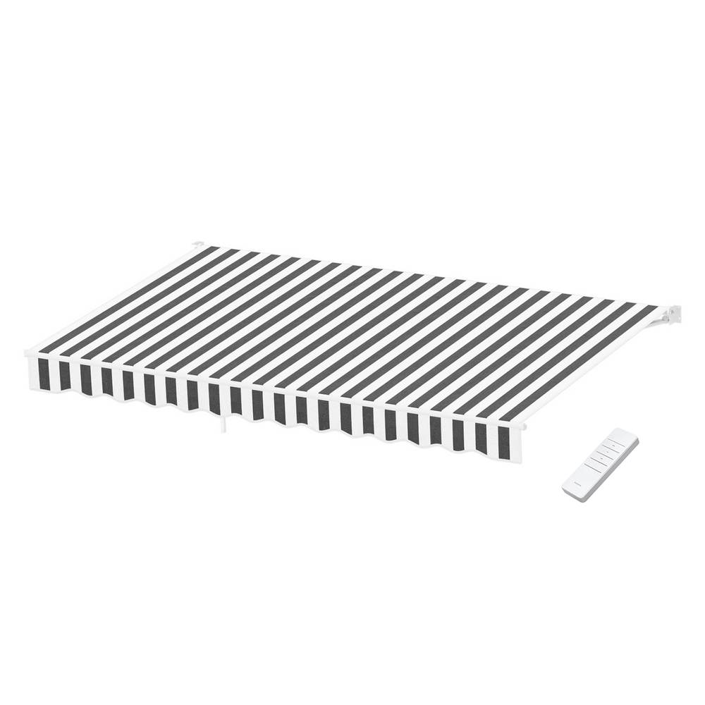 Instahut Retractable Folding Arm Awning Motorised Sunshade 5Mx3M Grey White - Image 1