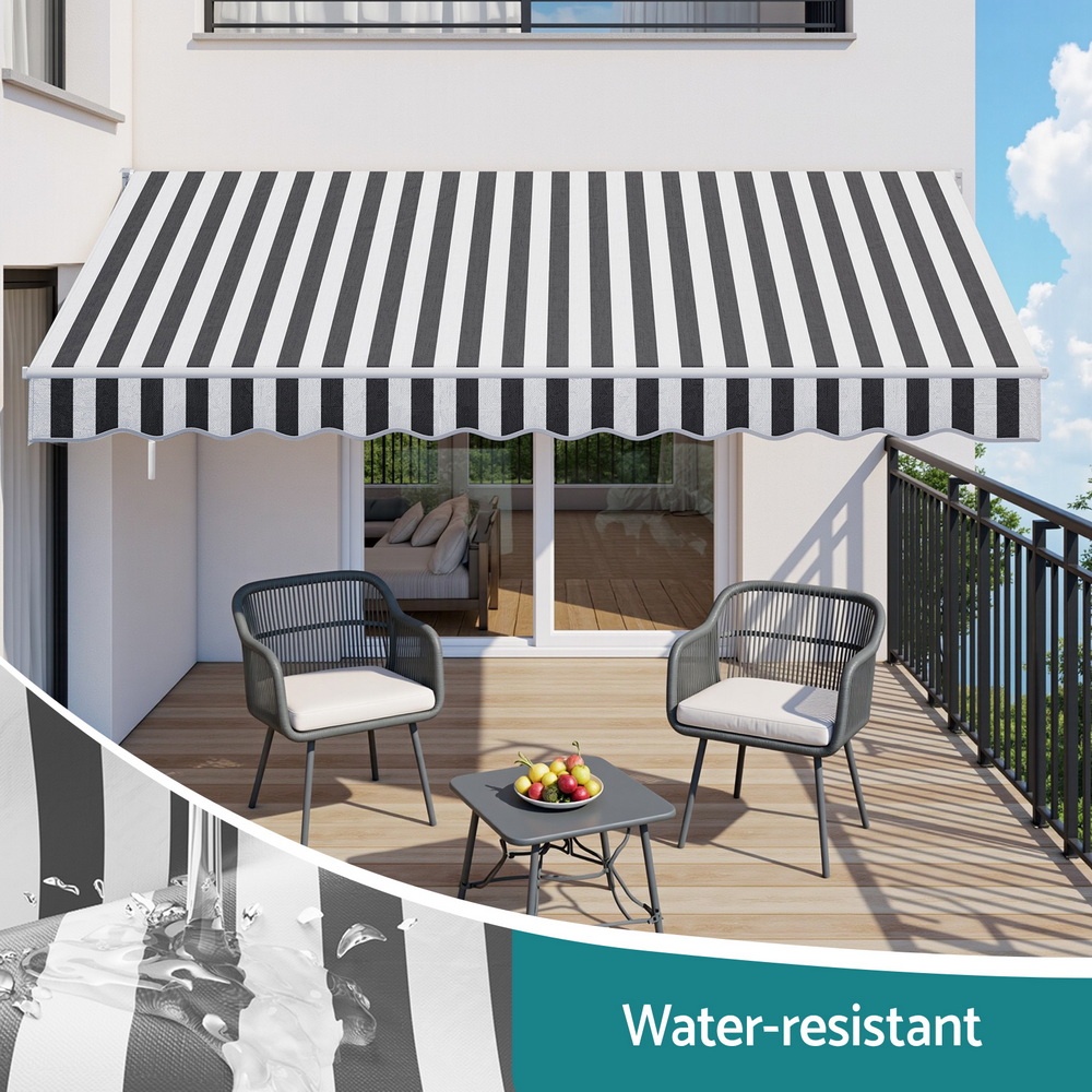 Instahut Retractable Folding Arm Awning Motorised Sunshade 5Mx3M Grey White - Image 6