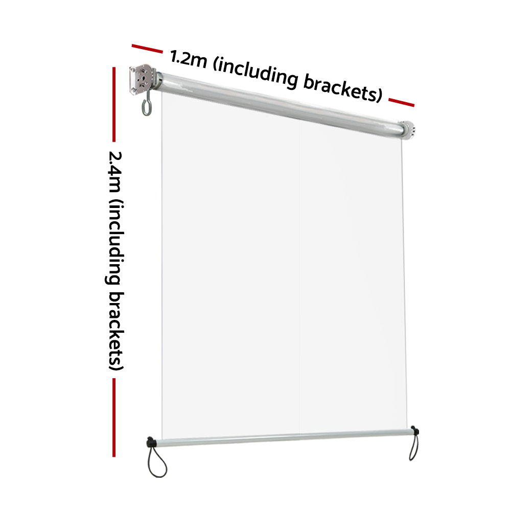 Instahut 1.2X2.4M Outdoor Blinds Clear Roll Down Awning Retractable Outdoor Blinds Water Wind Proof Transparent - Image 2