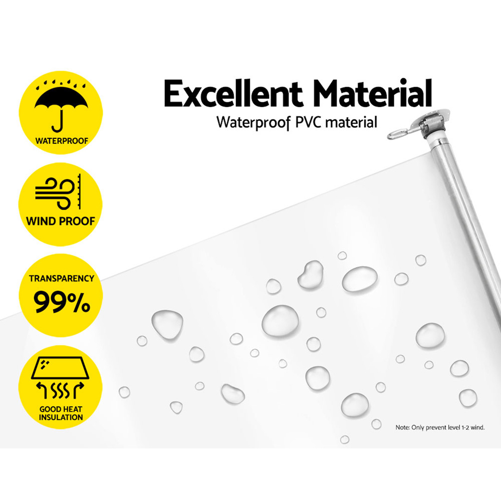 Instahut 1.2X2.4M Outdoor Blinds Clear Roll Down Awning Retractable Outdoor Blinds Water Wind Proof Transparent - Image 5