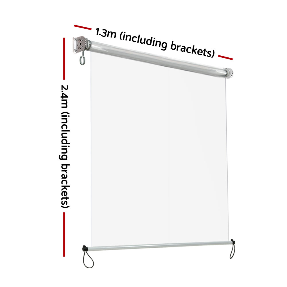 Instahut 1.3X2.4M Outdoor Blinds Clear Roll Down Awning Retractable Outdoor Blinds Water Wind Proof Transparent - Image 2