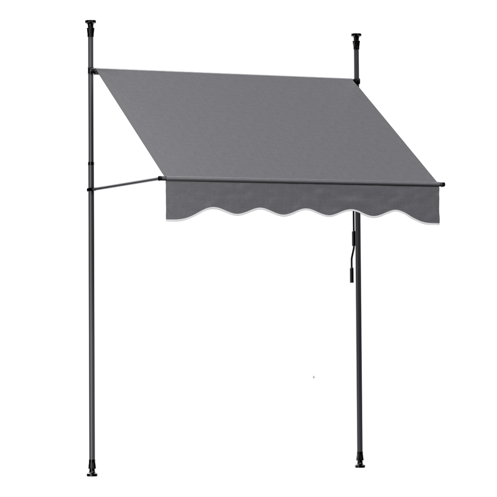 Instahut Window Fixed Pivot Arm Awning Outdoor Door Canopy 2X1.8M Grey - Image 1