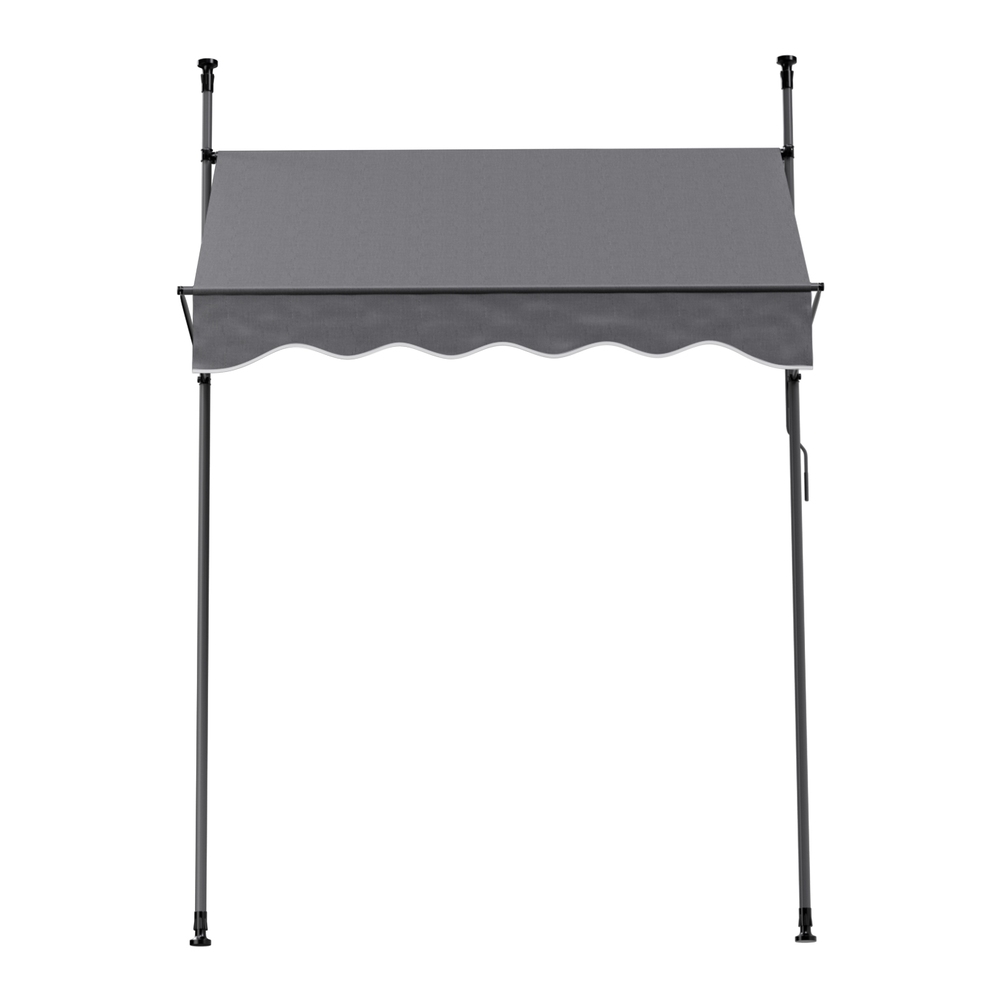 Instahut Window Fixed Pivot Arm Awning Outdoor Door Canopy 2X1.8M Grey - Image 3