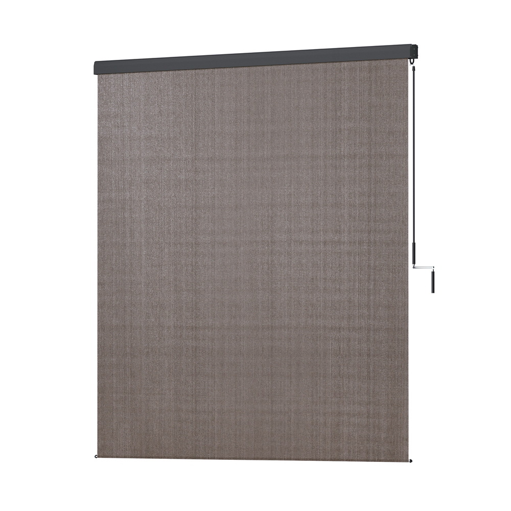 Instahut 2.1X2.5M Outdoor Blinds Awning Roll Down Retractable Knit Fabric Outdoor Blinds Window Shade Brown - Image 1