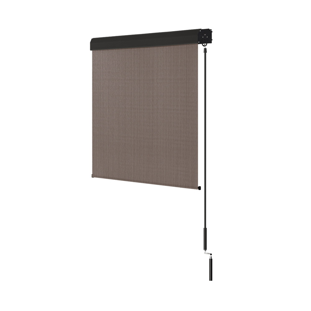 Instahut 2.1X2.5M Outdoor Blinds Awning Roll Down Retractable Knit Fabric Outdoor Blinds Window Shade Brown - Image 3
