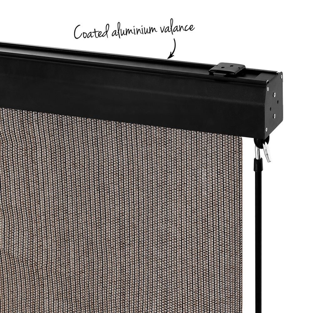 Instahut 2.1X2.5M Outdoor Blinds Awning Roll Down Retractable Knit Fabric Outdoor Blinds Window Shade Brown - Image 5