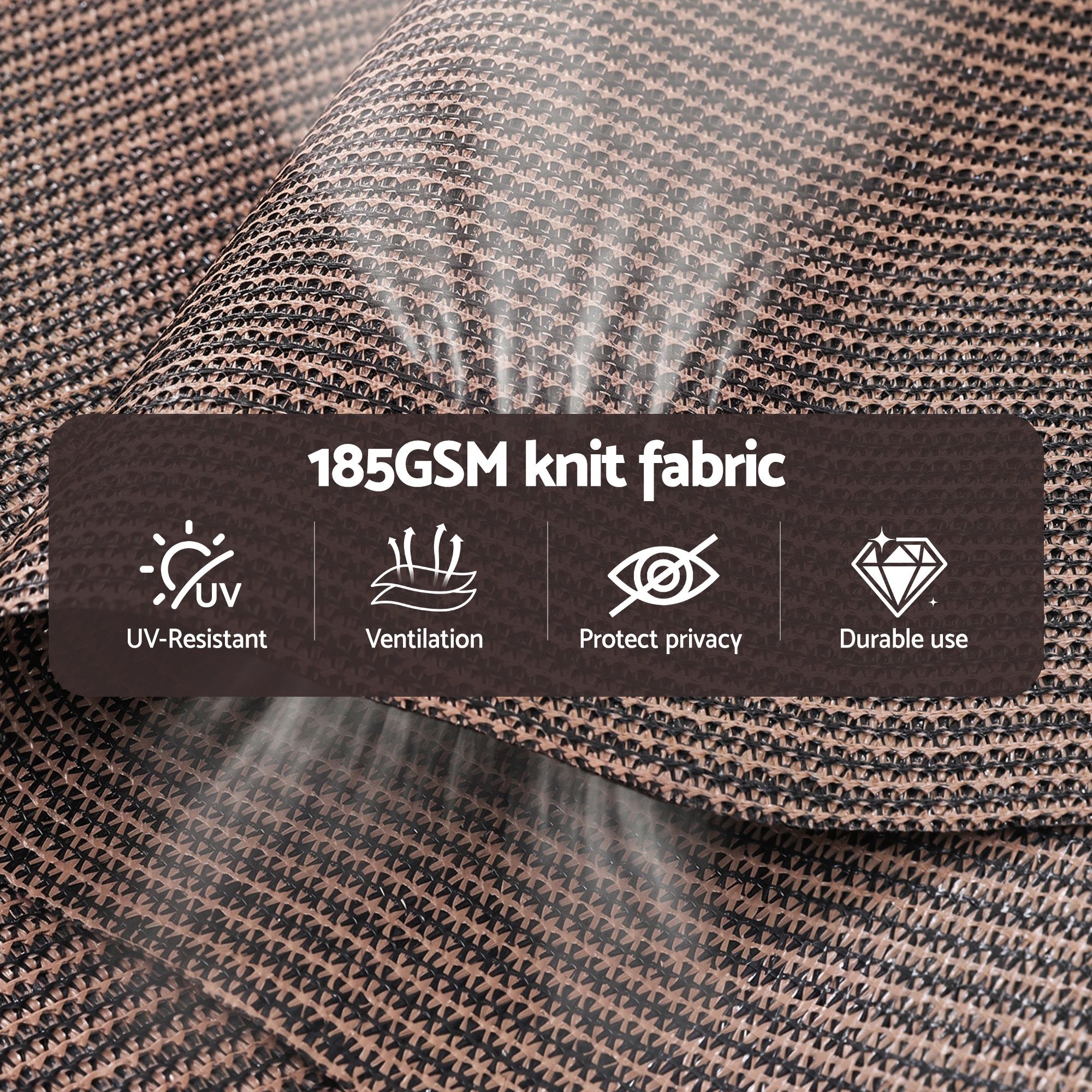 Instahut 3X2.5M Outdoor Blinds Awning Roll Down Retractable Knit Fabric Outdoor Blinds Window Shade Brown - Image 6