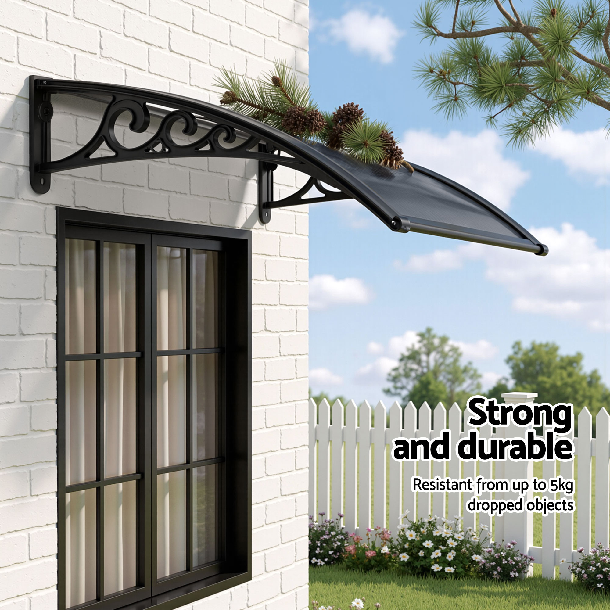 Instahut Window Awning Drainage 0.6mx0.6m Outdoor Grey - Image 6