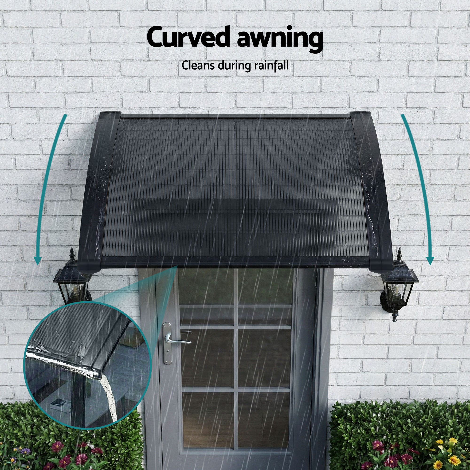 Instahut Window Awning Drainage 0.6mx0.6m Outdoor Grey - Image 7