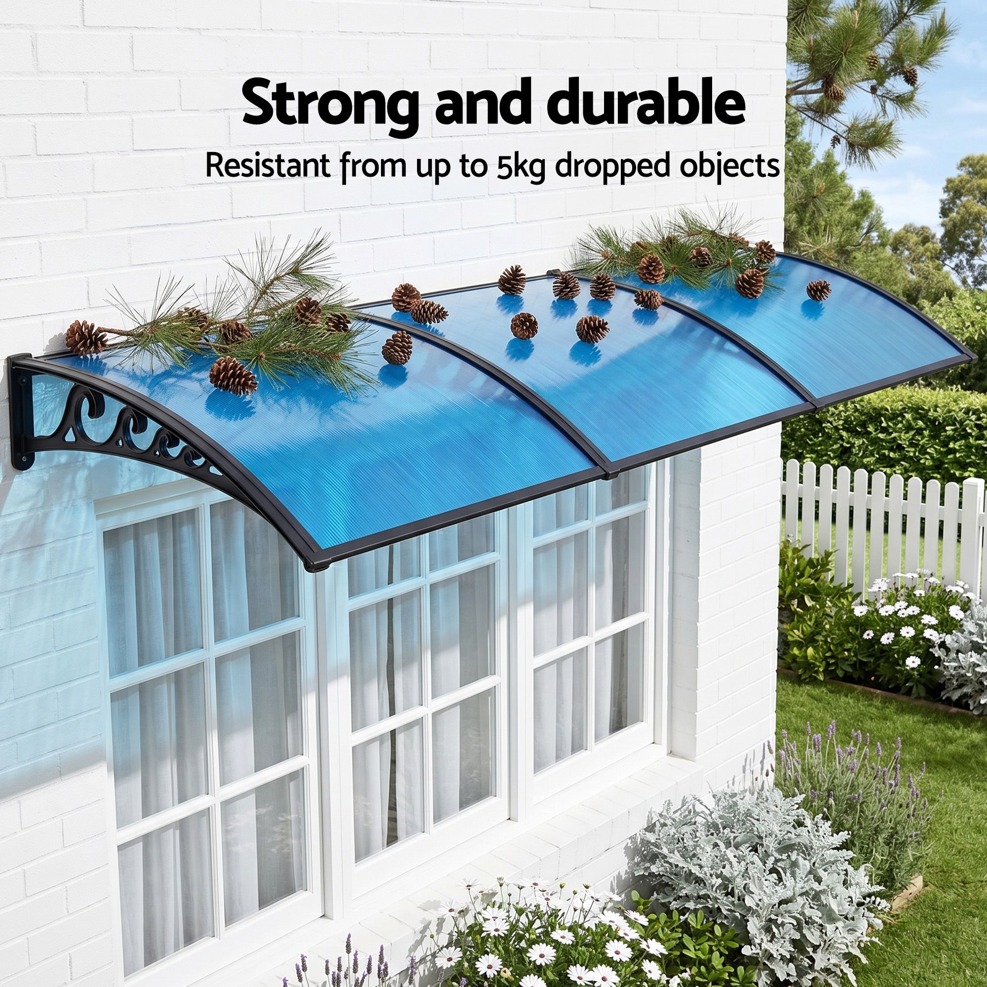 Instahut Window Door Awning 1mx3m Blue - Image 5